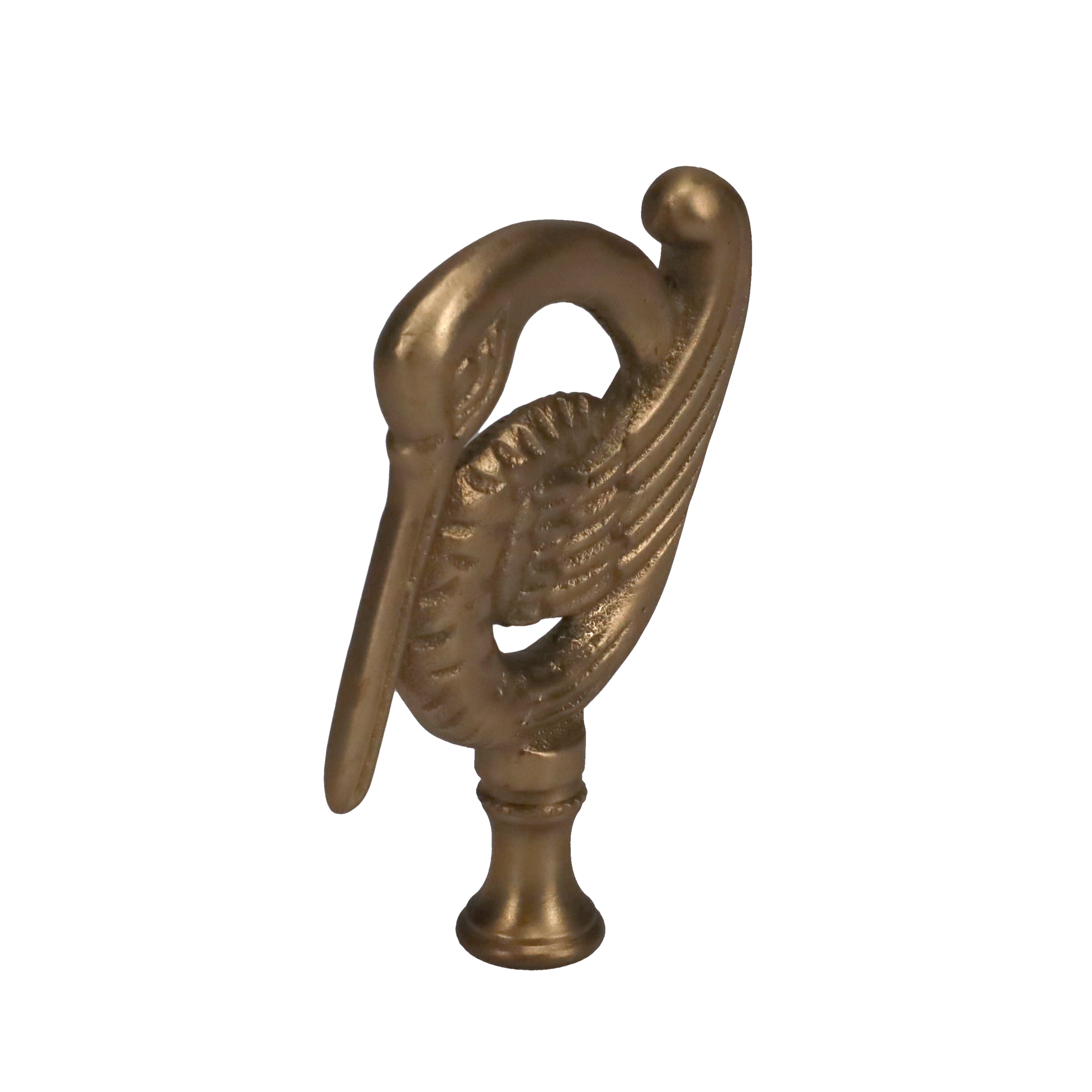 3-3/8" Tall Brass Finial, Crane Bird, Stain Brass 1/4-27F Tap (15162SB)