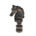 2-1/4" Tall Brass Finial, Chess Knight, Dark Bronze, 1/4-27F Tap (15163BR)