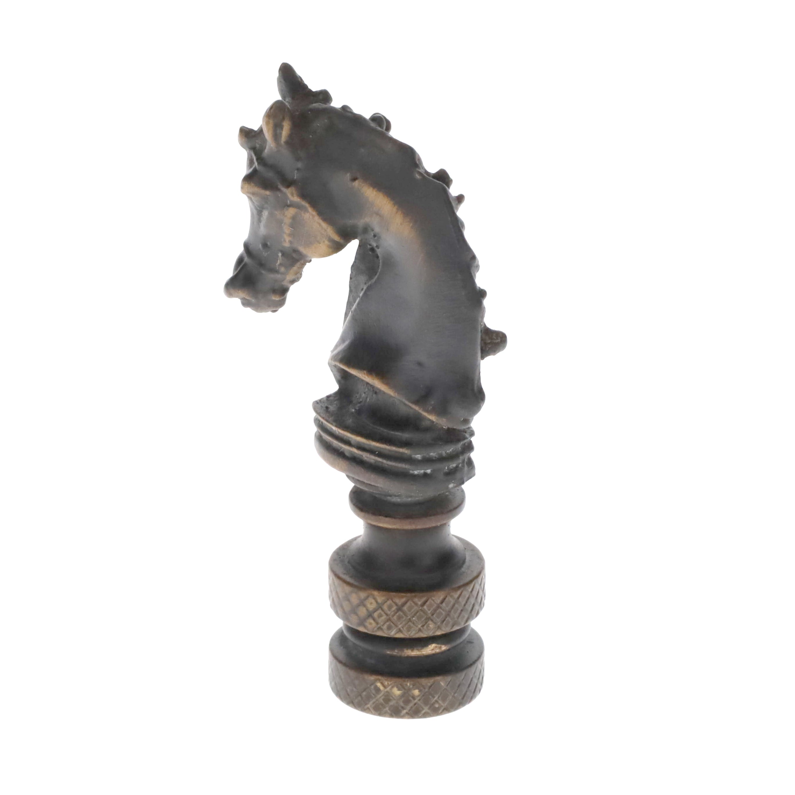 2-1/4" Tall Brass Finial, Chess Knight, Dark Bronze, 1/4-27F Tap (15163BR)