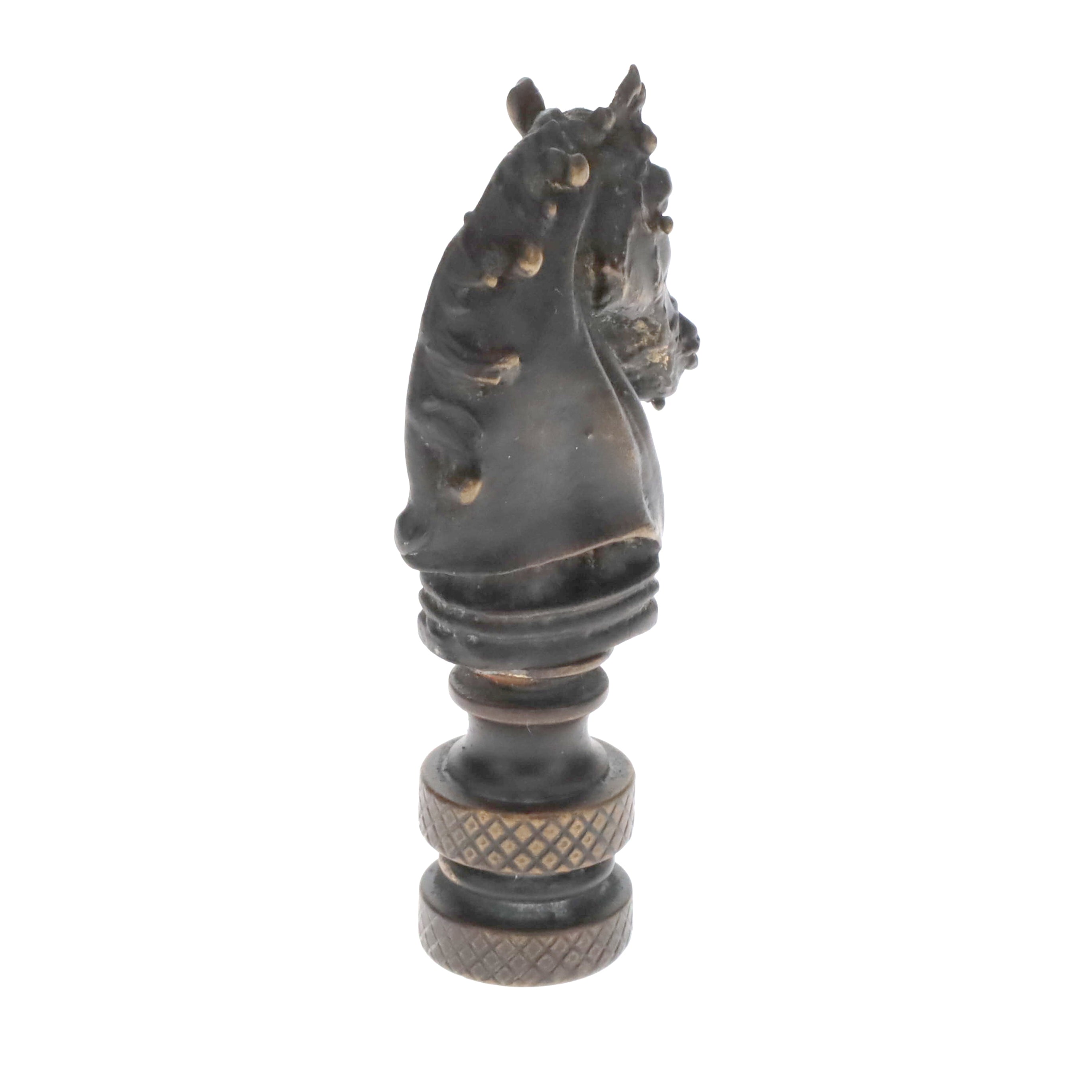 2-1/4" Tall Brass Finial, Chess Knight, Dark Bronze, 1/4-27F Tap (15163BR)