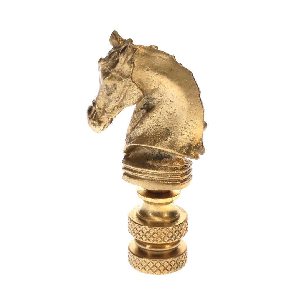 2-1/4" Tall Brass Finial, Chess Knight, Satin Brass, 1/4-27F Tap (15163SB)
