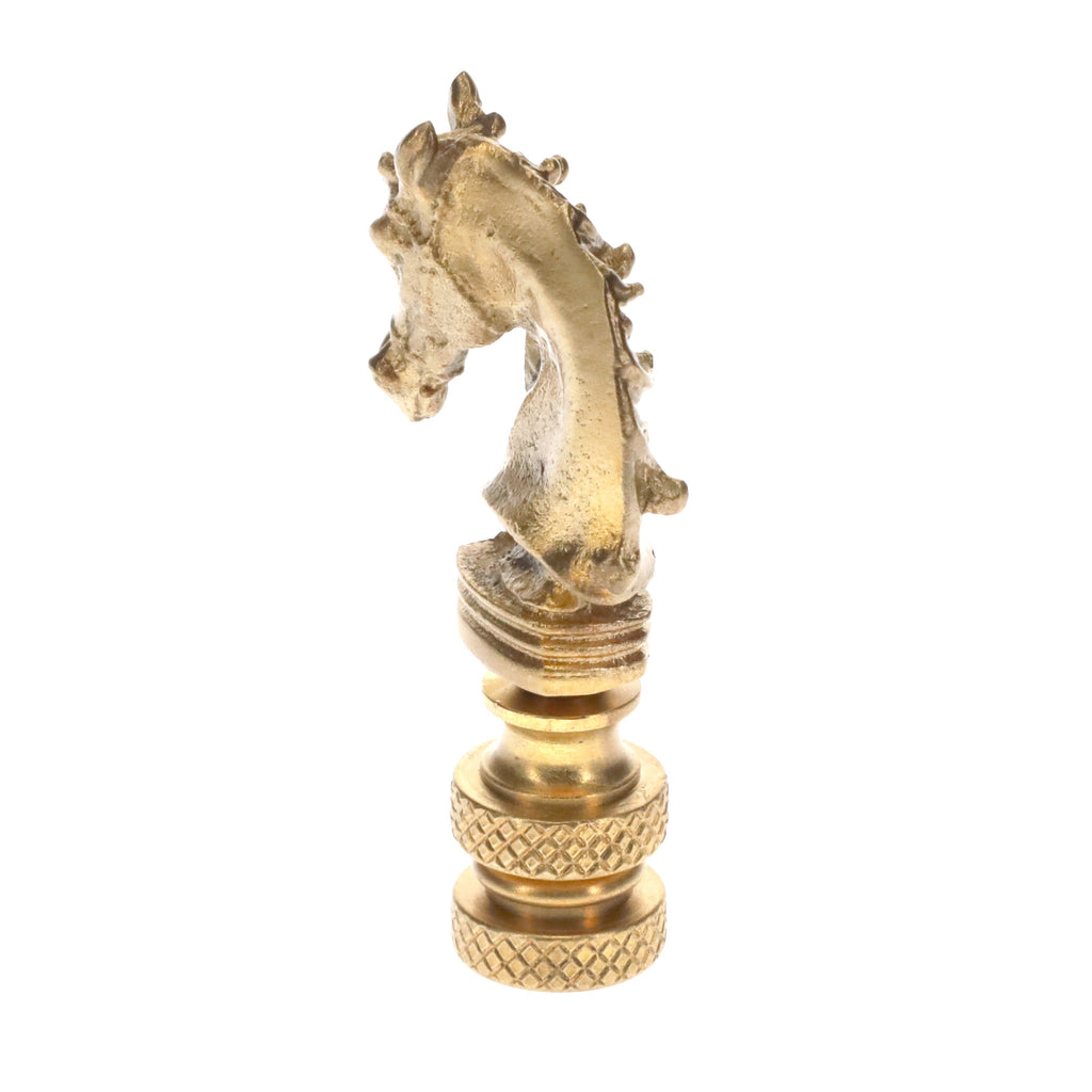 2-1/4" Tall Brass Finial, Chess Knight, Satin Brass, 1/4-27F Tap (15163SB)
