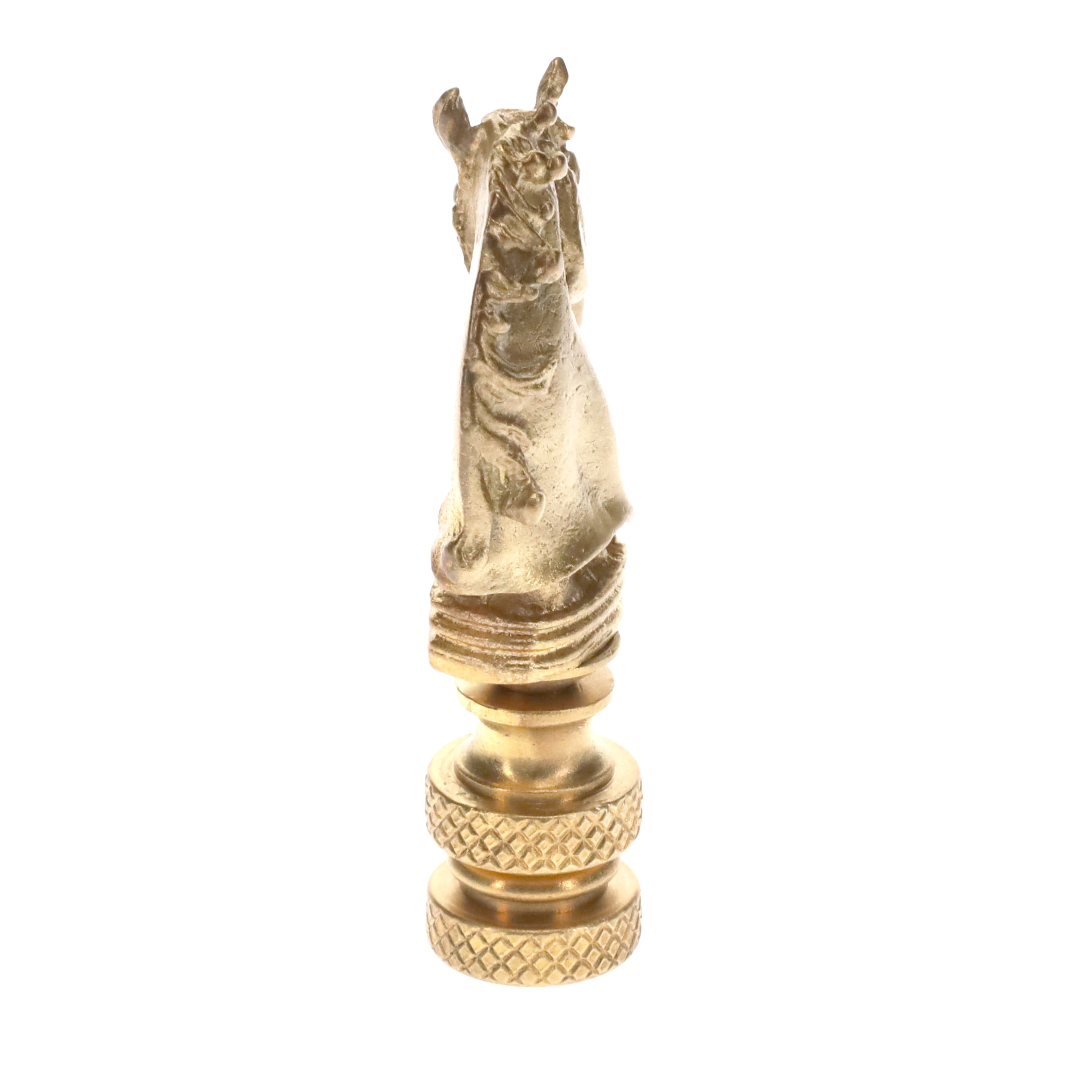 2-1/4" Tall Brass Finial, Chess Knight, Satin Brass, 1/4-27F Tap (15163SB)