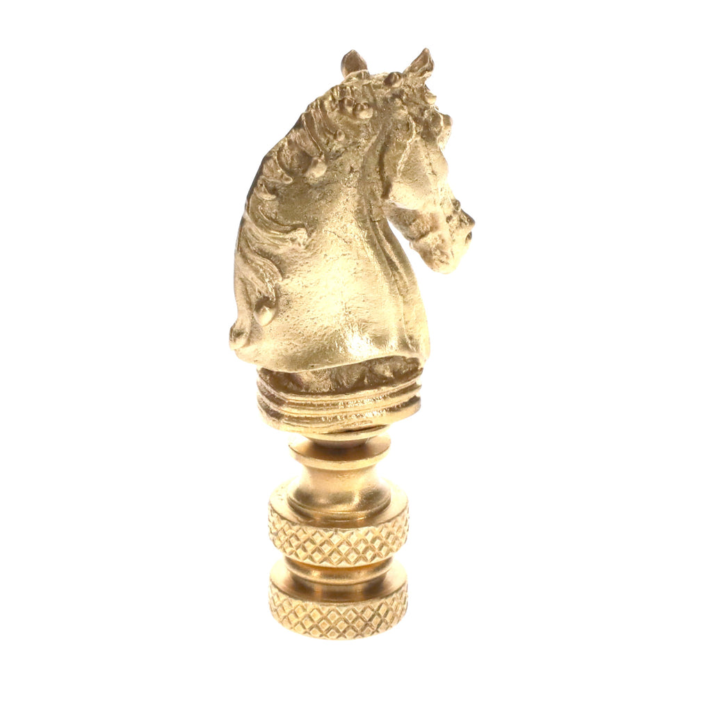 2-1/4" Tall Brass Finial, Chess Knight, Satin Brass, 1/4-27F Tap (15163SB)