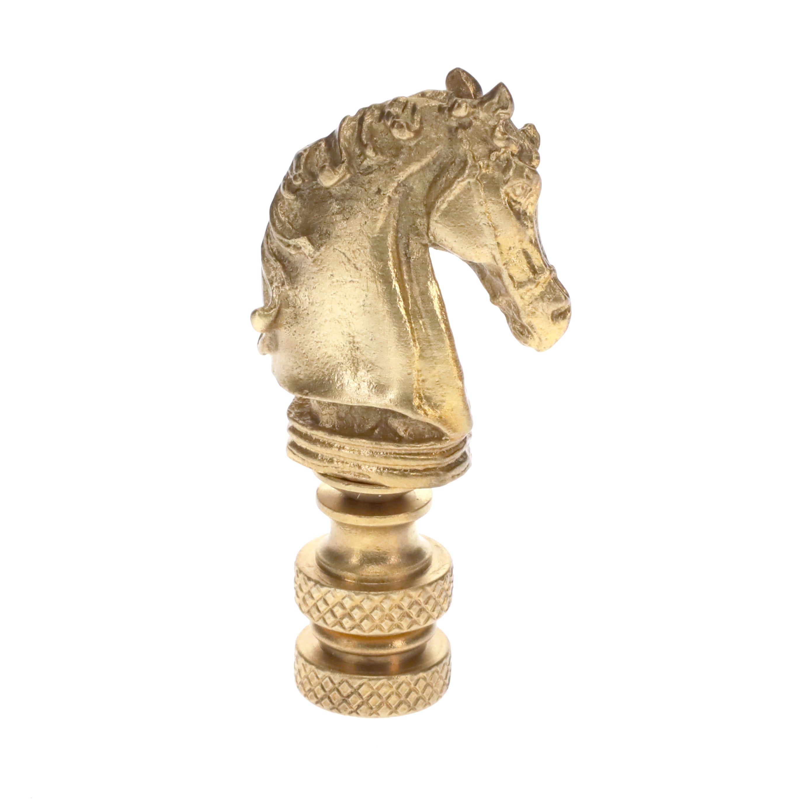 2-1/4" Tall Brass Finial, Chess Knight, Satin Brass, 1/4-27F Tap (15163SB)