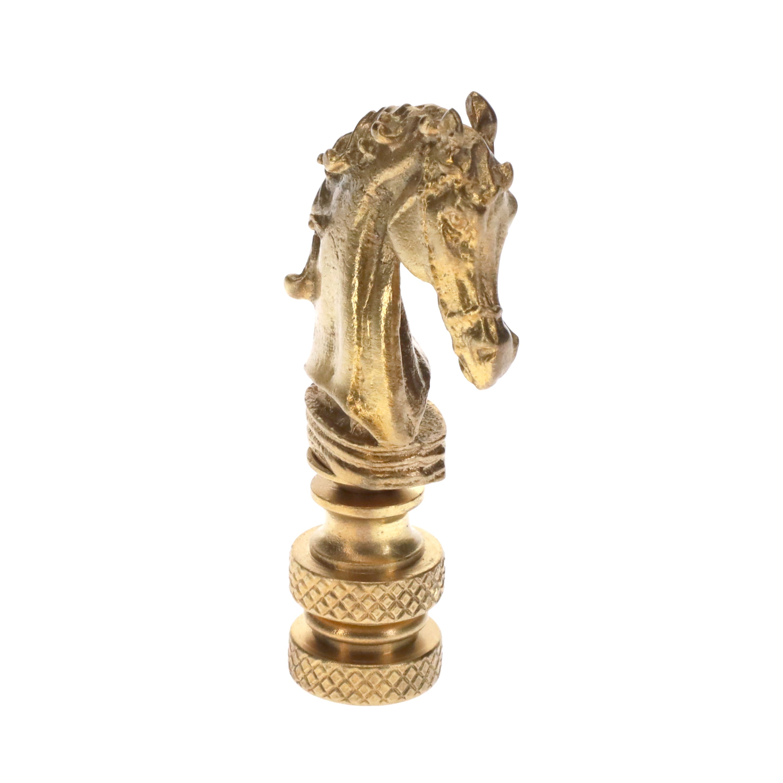2-1/4" Tall Brass Finial, Chess Knight, Satin Brass, 1/4-27F Tap (15163SB)