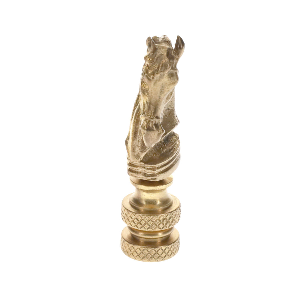2-1/4" Tall Brass Finial, Chess Knight, Satin Brass, 1/4-27F Tap (15163SB)