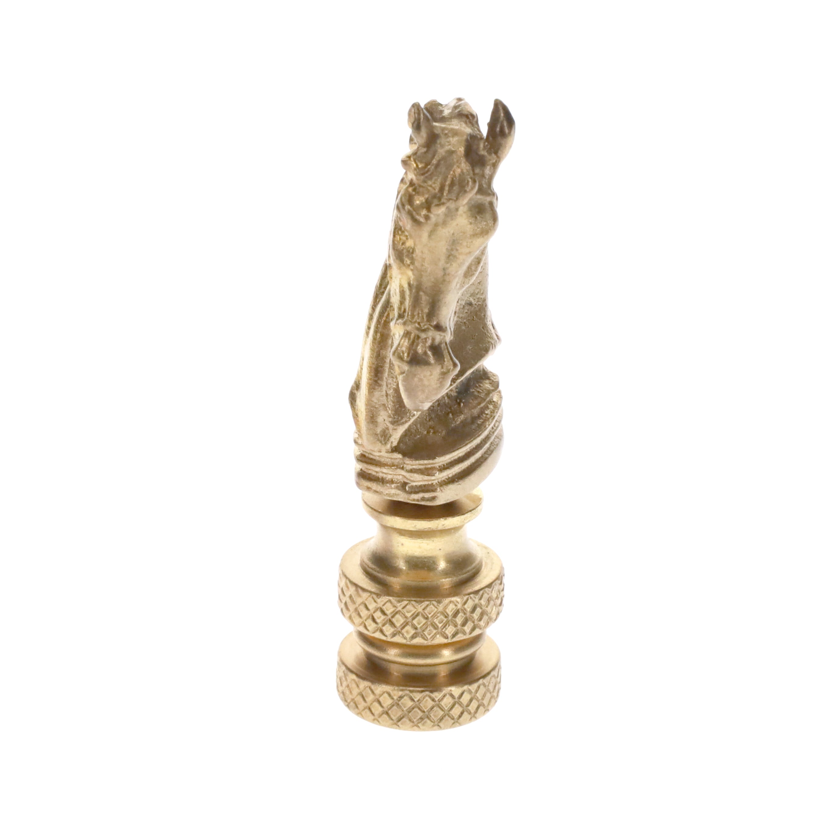 2-1/4" Tall Brass Finial, Chess Knight, Satin Brass, 1/4-27F Tap (15163SB)
