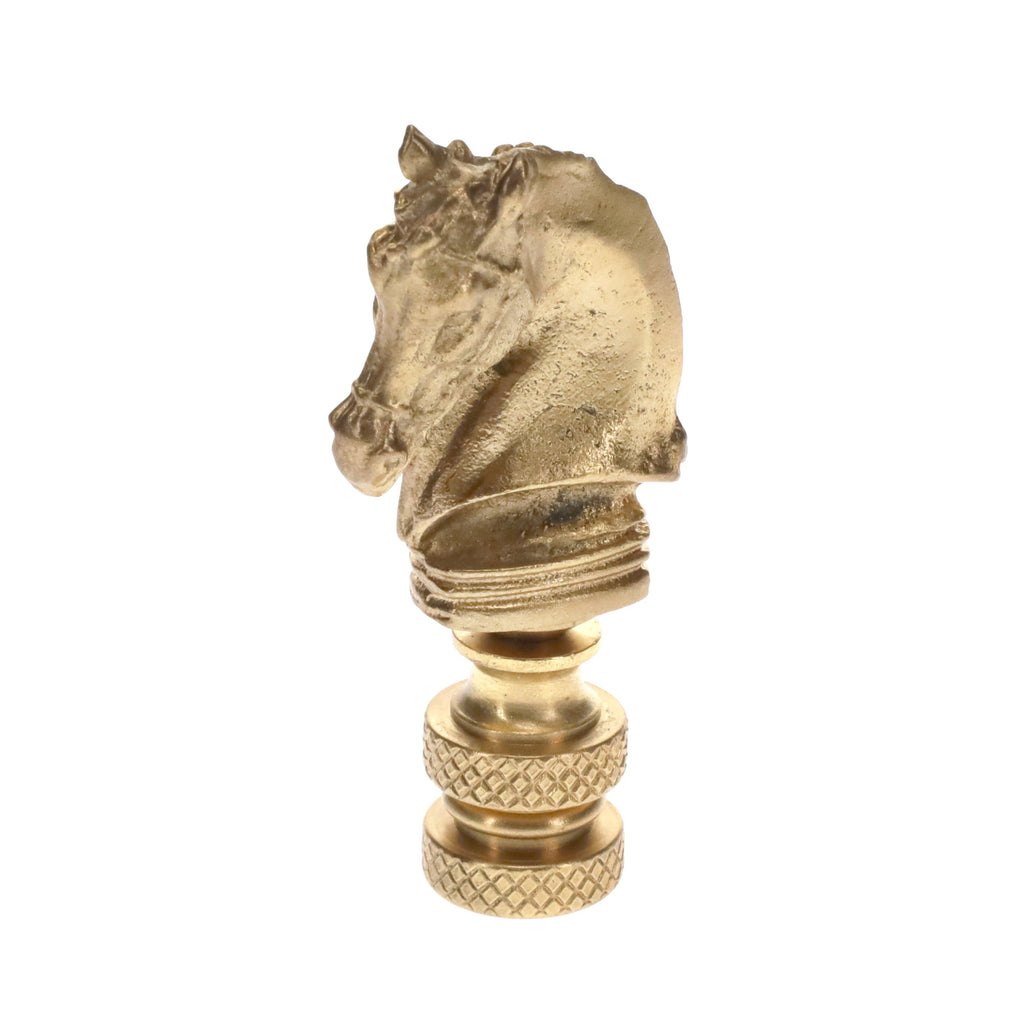 2-1/4" Tall Brass Finial, Chess Knight, Satin Brass, 1/4-27F Tap (15163SB)