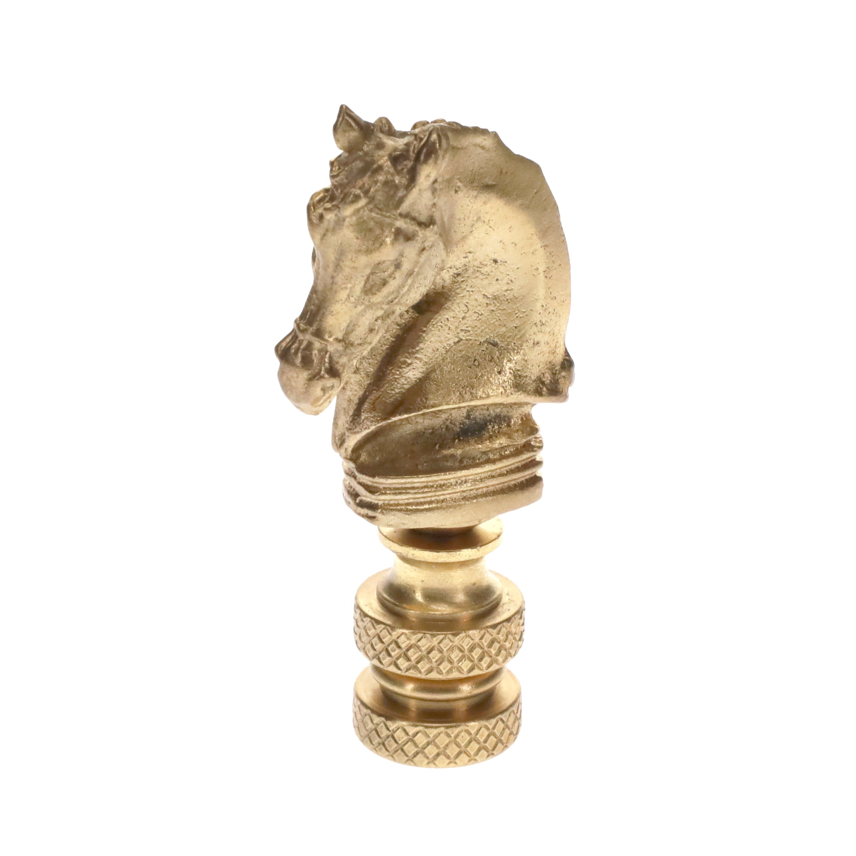 2-1/4" Tall Brass Finial, Chess Knight, Satin Brass, 1/4-27F Tap (15163SB)
