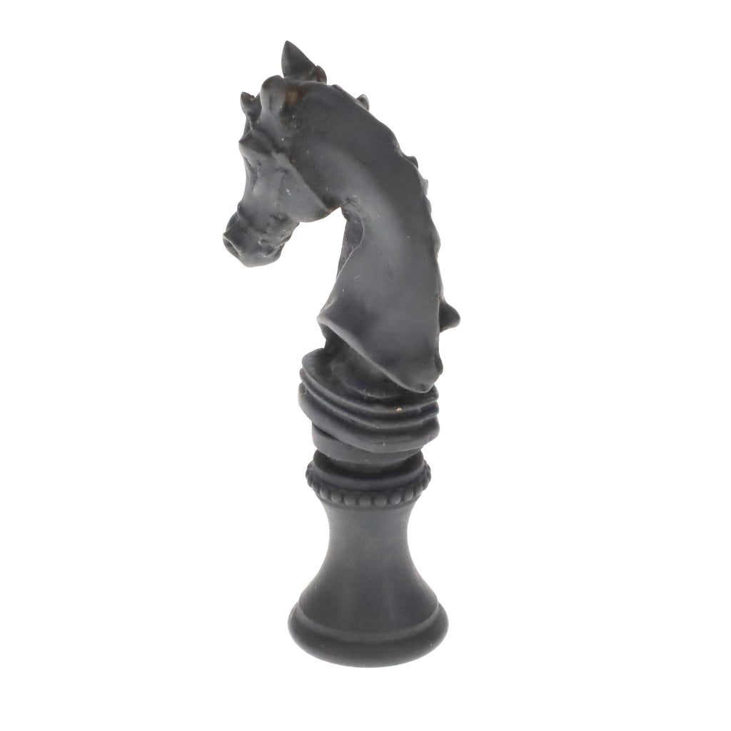 2-1/4" Tall Brass Finial, Chess Knight, Statuary Bronze, 1/4-27F Tap (15163ST)