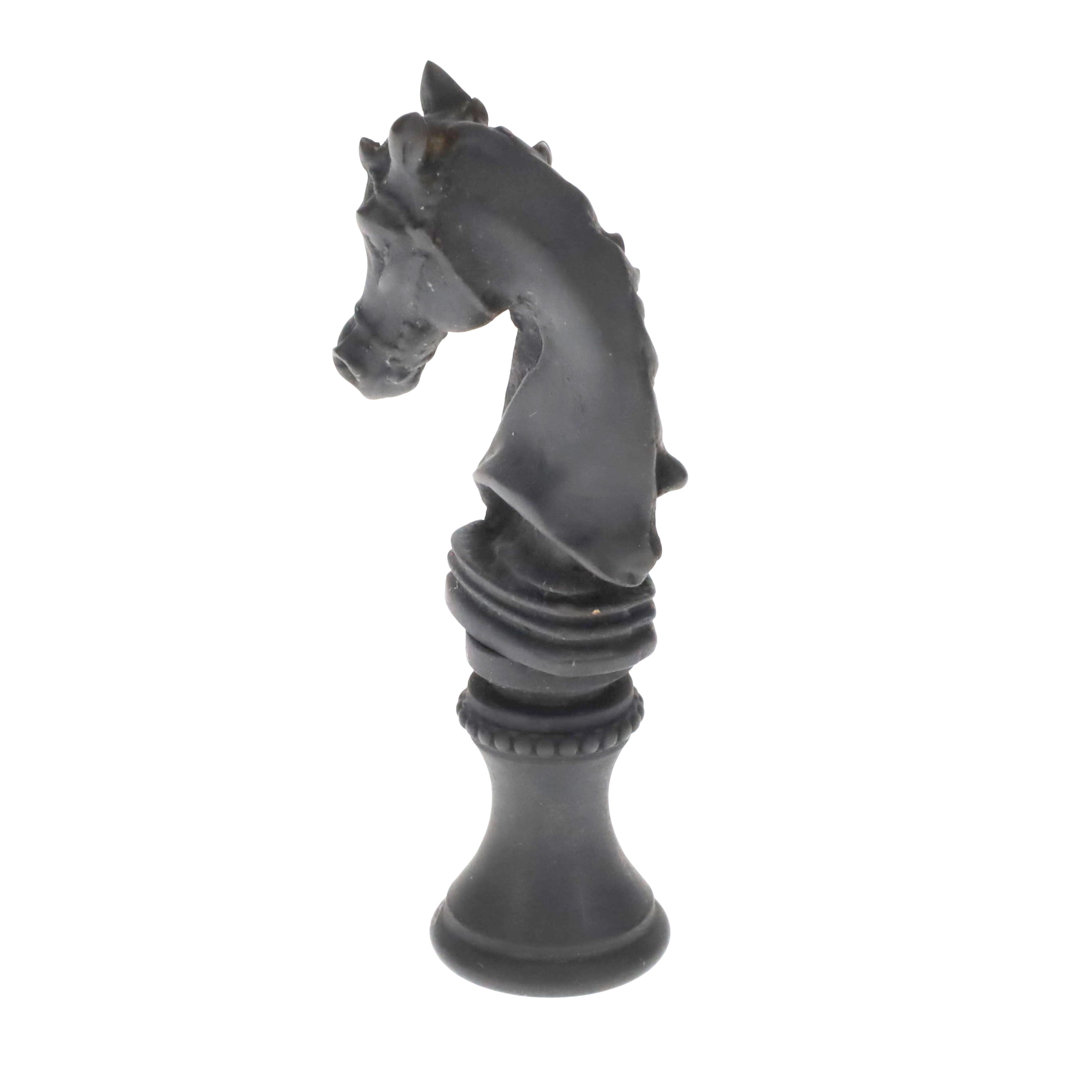 2-1/4" Tall Brass Finial, Chess Knight, Statuary Bronze, 1/4-27F Tap (15163ST)