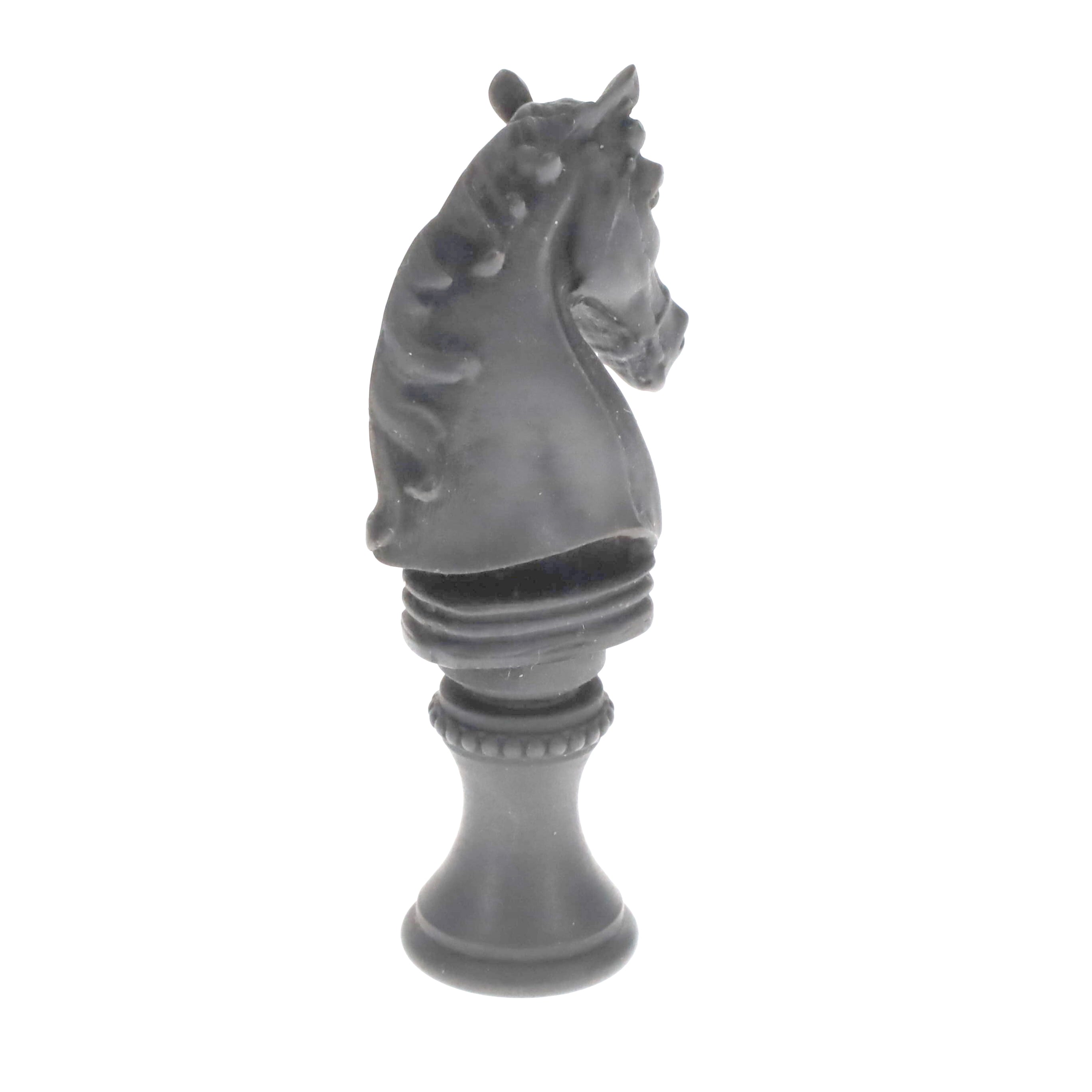 2-1/4" Tall Brass Finial, Chess Knight, Statuary Bronze, 1/4-27F Tap (15163ST)