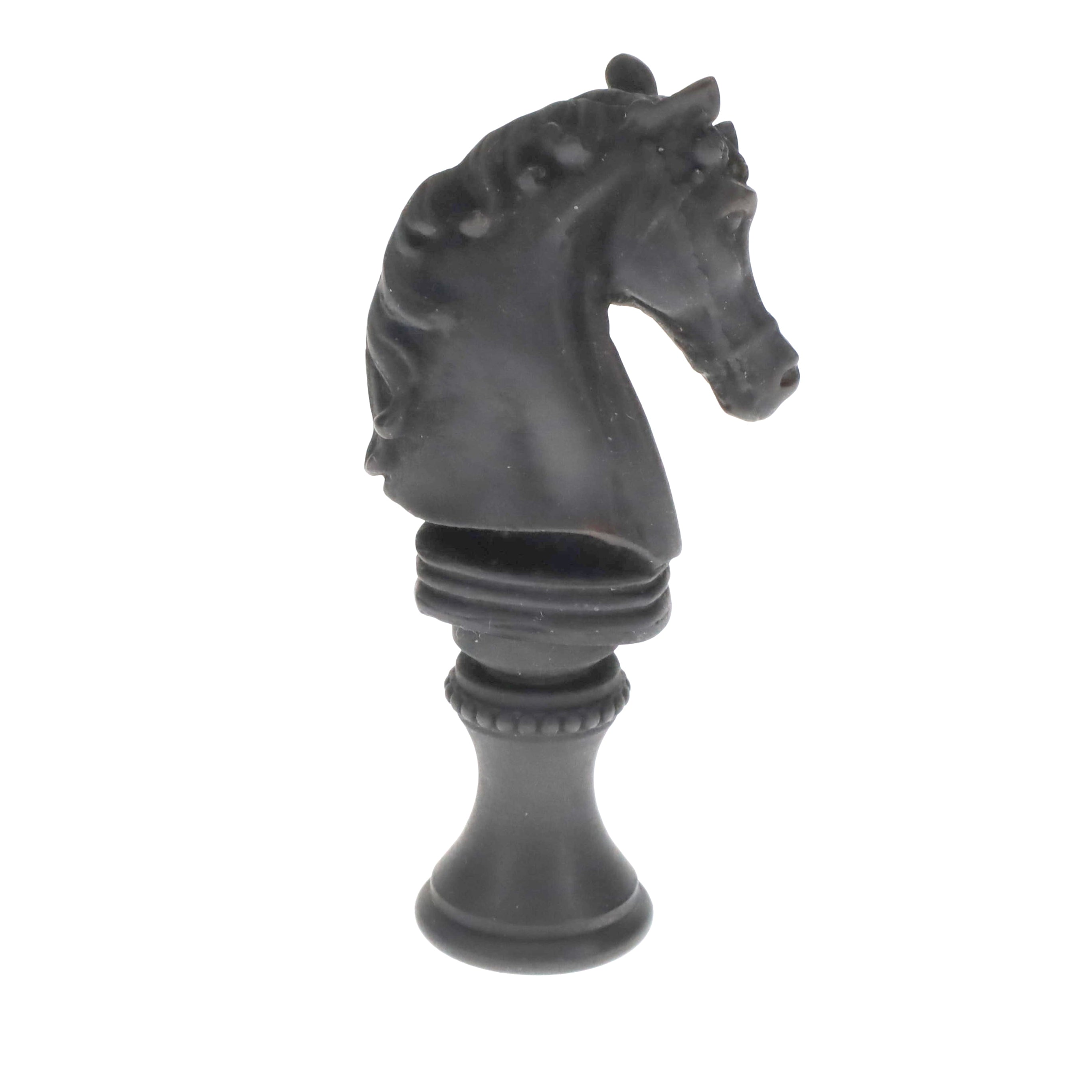2-1/4" Tall Brass Finial, Chess Knight, Statuary Bronze, 1/4-27F Tap (15163ST)