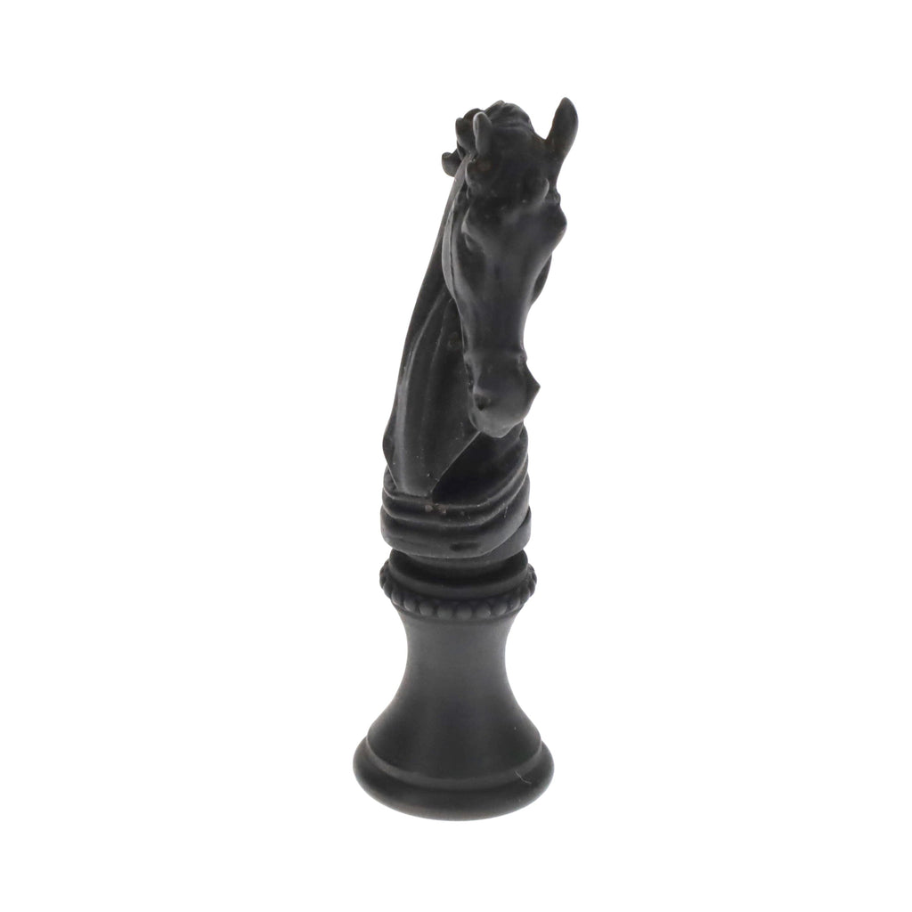 2-1/4" Tall Brass Finial, Chess Knight, Statuary Bronze, 1/4-27F Tap (15163ST)