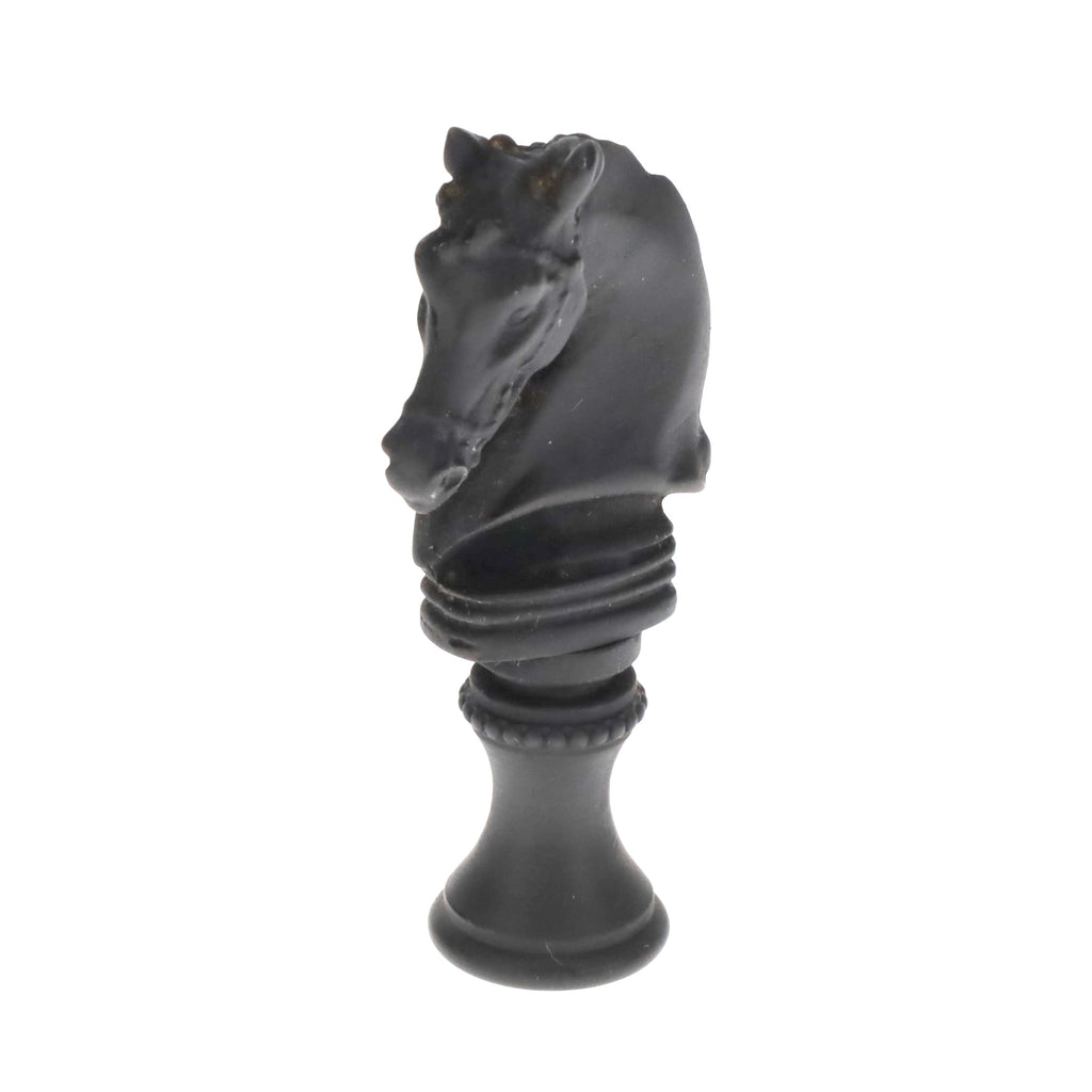 2-1/4" Tall Brass Finial, Chess Knight, Statuary Bronze, 1/4-27F Tap (15163ST)