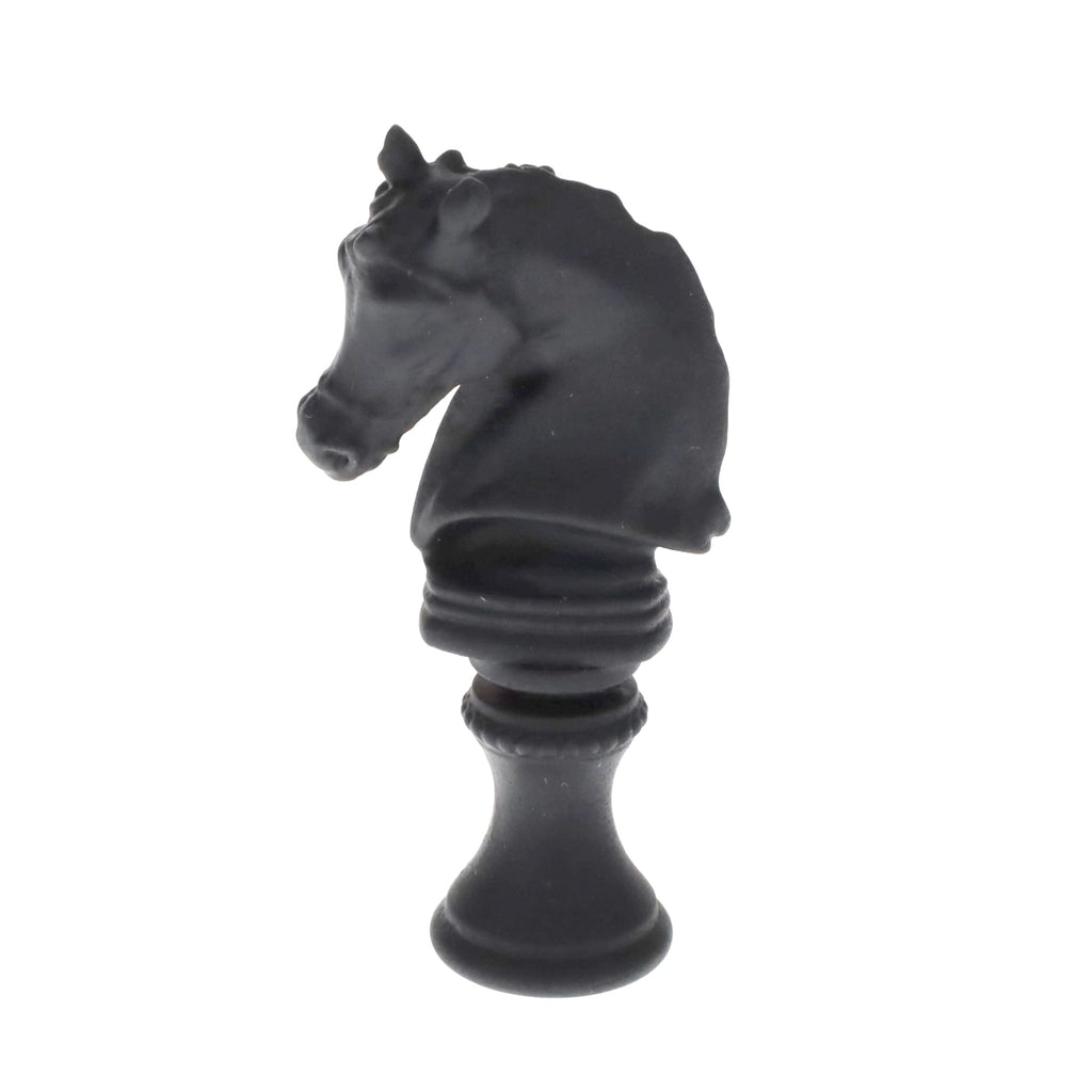 2-1/4" Tall Brass Finial, Chess Knight, Wrought Iron Black, 1/4-27F Tap (15163WR)