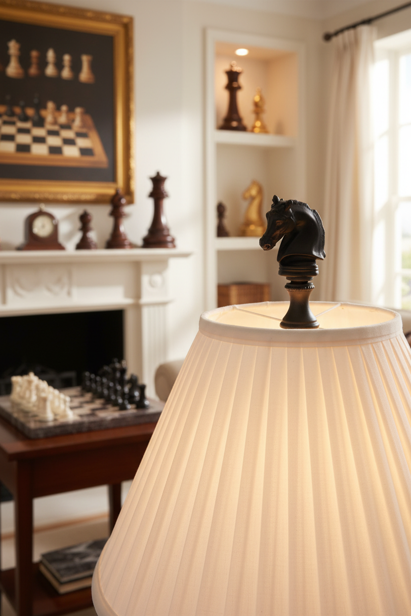 2-1/4" Tall Brass Finial, Chess Knight, Wrought Iron Black, 1/4-27F Tap (15163WR)