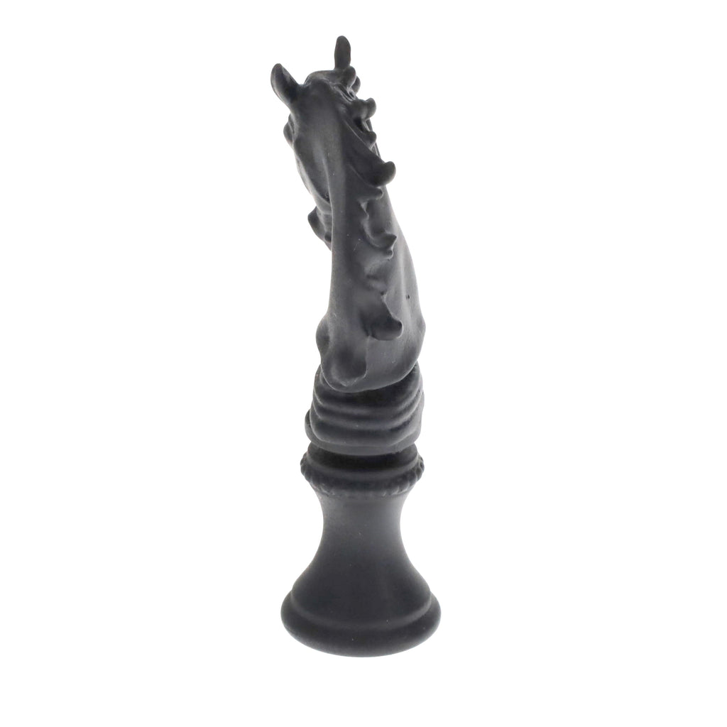 2-1/4" Tall Brass Finial, Chess Knight, Wrought Iron Black, 1/4-27F Tap (15163WR)