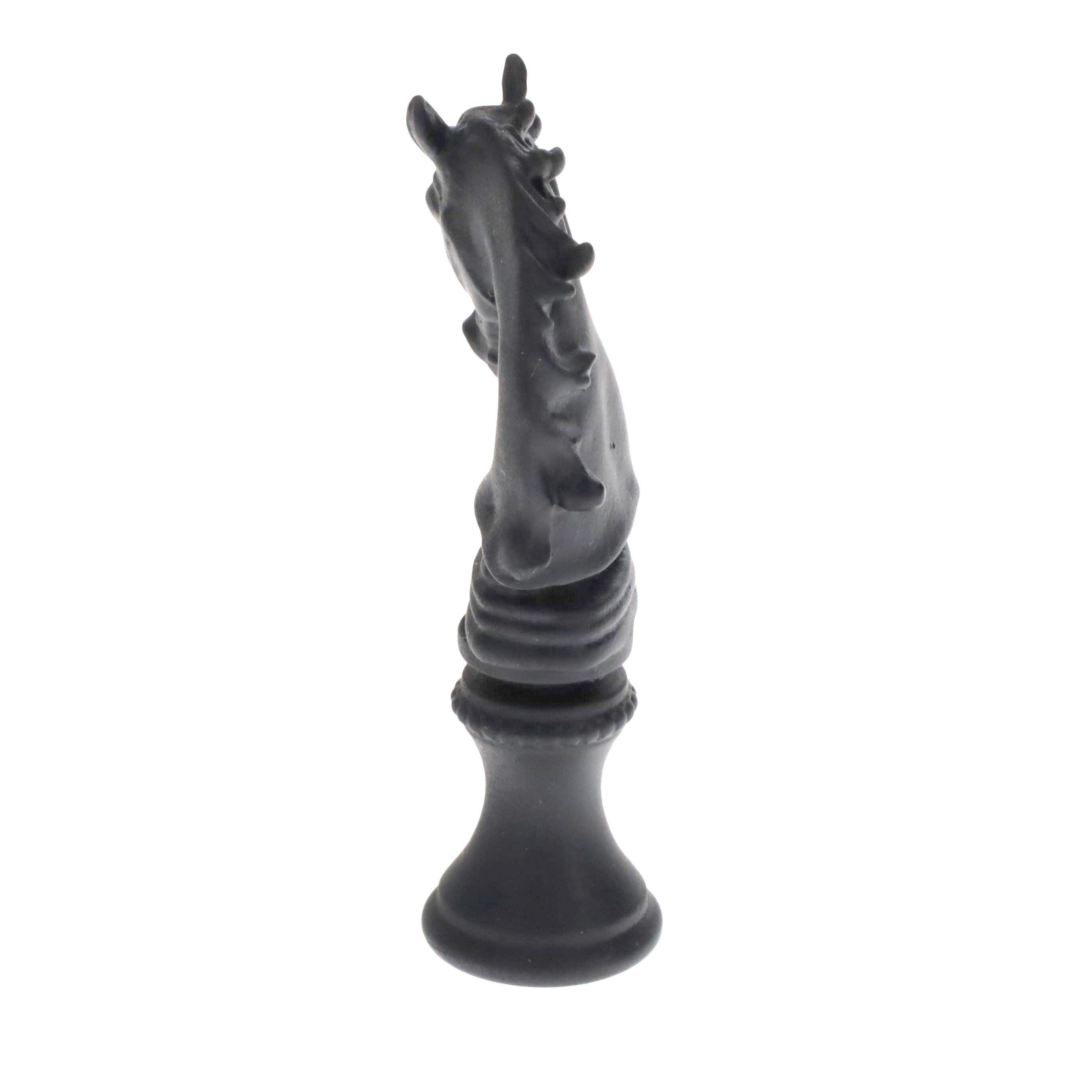 2-1/4" Tall Brass Finial, Chess Knight, Wrought Iron Black, 1/4-27F Tap (15163WR)