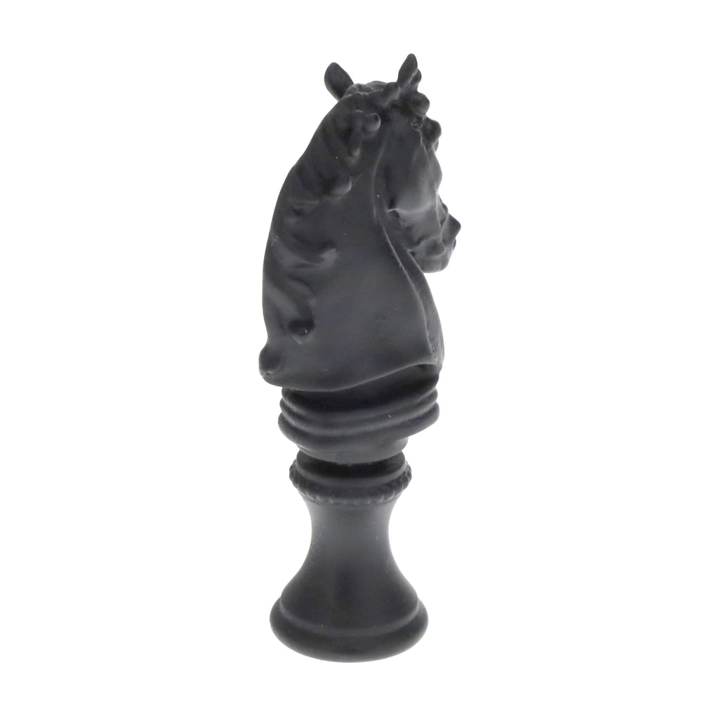2-1/4" Tall Brass Finial, Chess Knight, Wrought Iron Black, 1/4-27F Tap (15163WR)