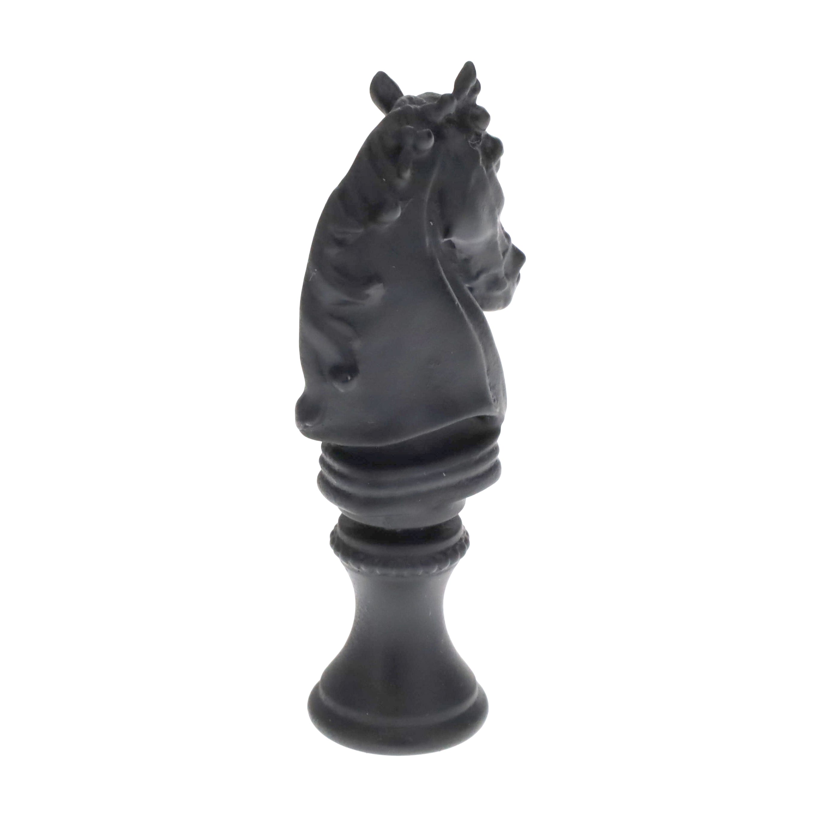 2-1/4" Tall Brass Finial, Chess Knight, Wrought Iron Black, 1/4-27F Tap (15163WR)