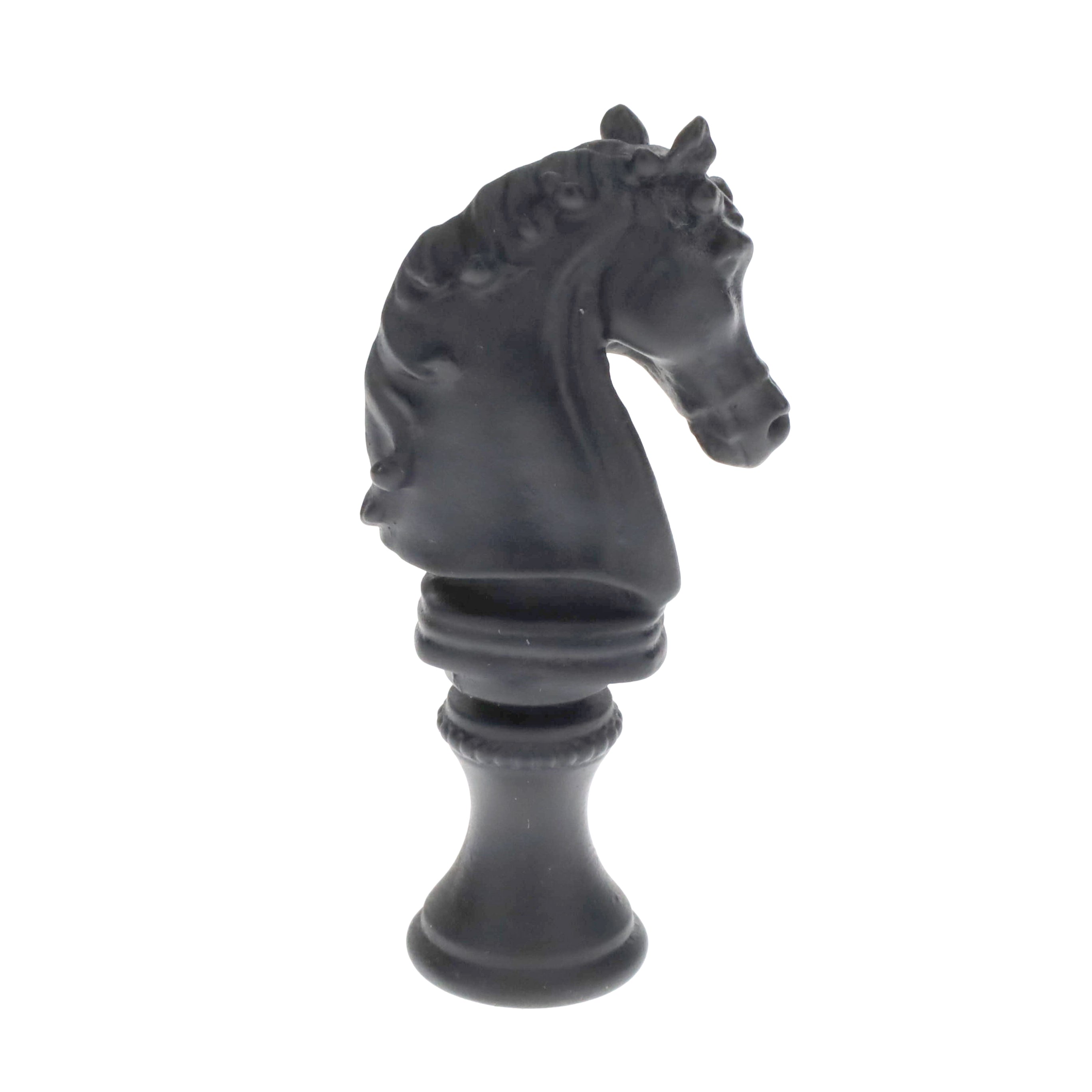2-1/4" Tall Brass Finial, Chess Knight, Wrought Iron Black, 1/4-27F Tap (15163WR)