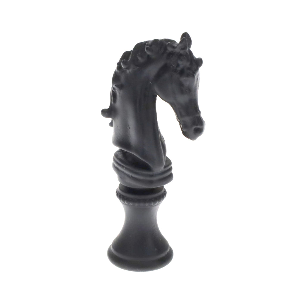 2-1/4" Tall Brass Finial, Chess Knight, Wrought Iron Black, 1/4-27F Tap (15163WR)