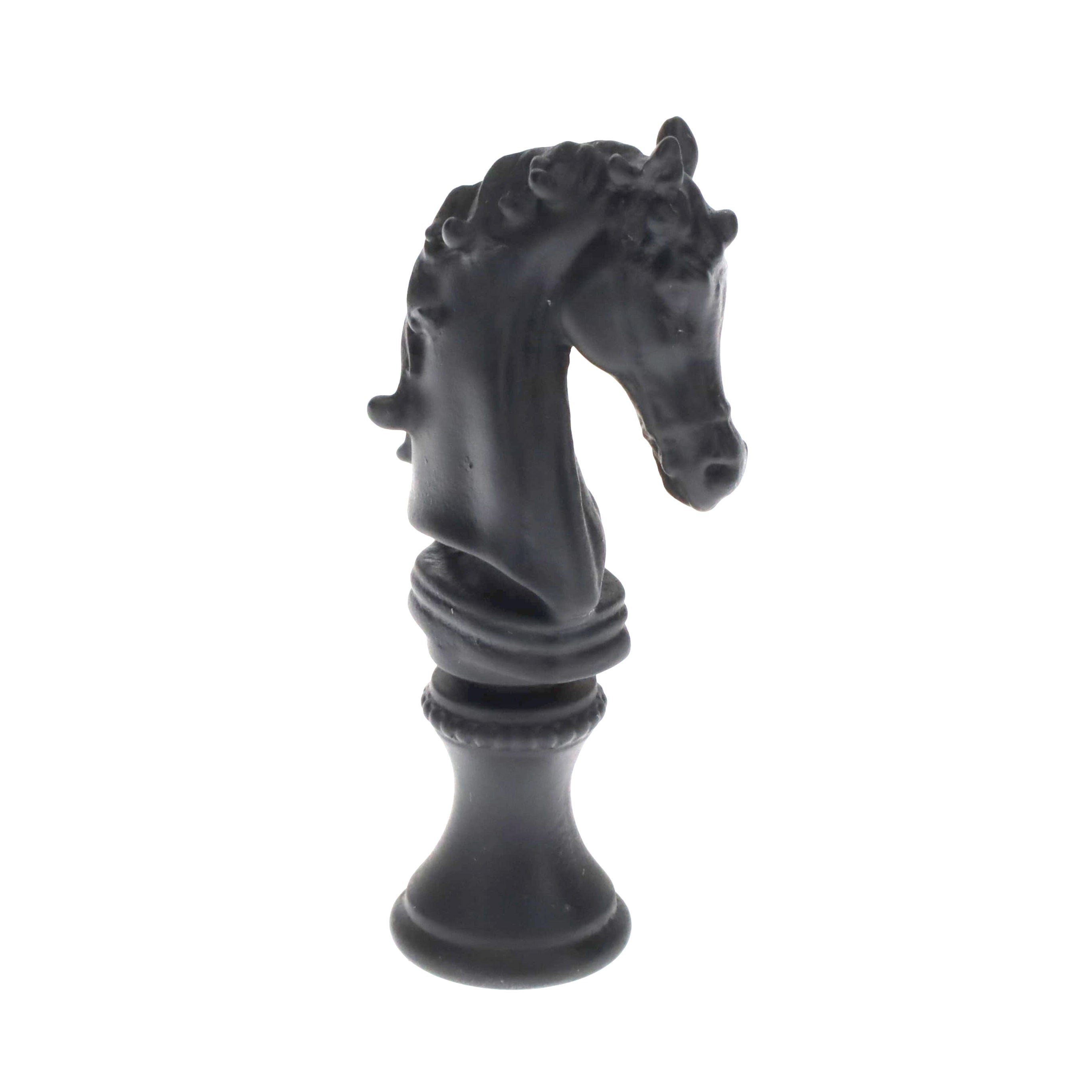 2-1/4" Tall Brass Finial, Chess Knight, Wrought Iron Black, 1/4-27F Tap (15163WR)