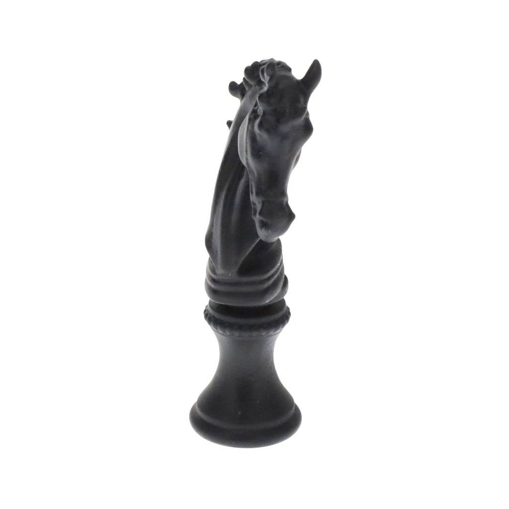 2-1/4" Tall Brass Finial, Chess Knight, Wrought Iron Black, 1/4-27F Tap (15163WR)