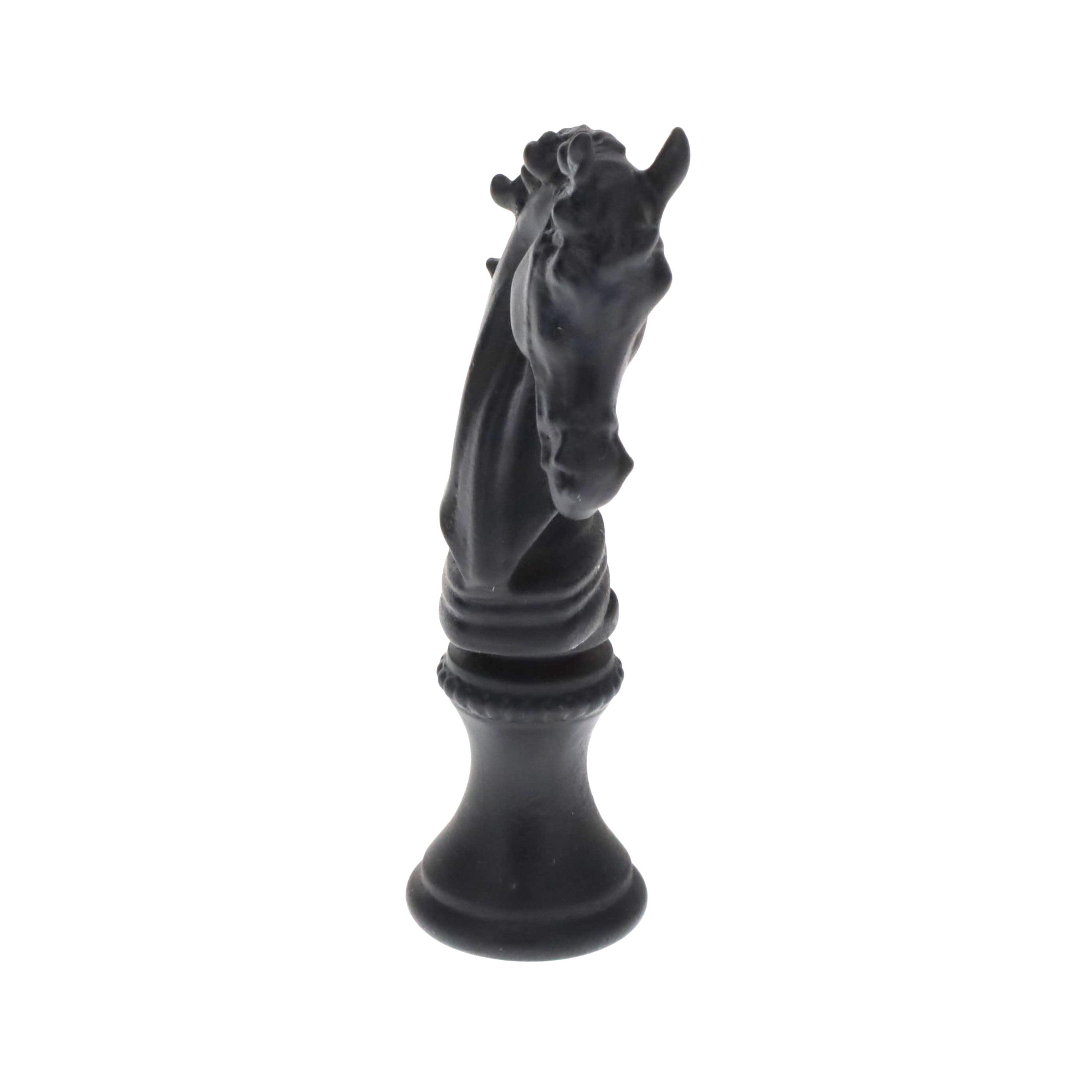 2-1/4" Tall Brass Finial, Chess Knight, Wrought Iron Black, 1/4-27F Tap (15163WR)