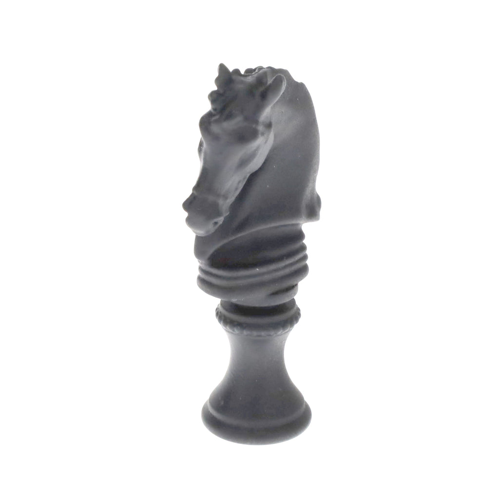 2-1/4" Tall Brass Finial, Chess Knight, Wrought Iron Black, 1/4-27F Tap (15163WR)