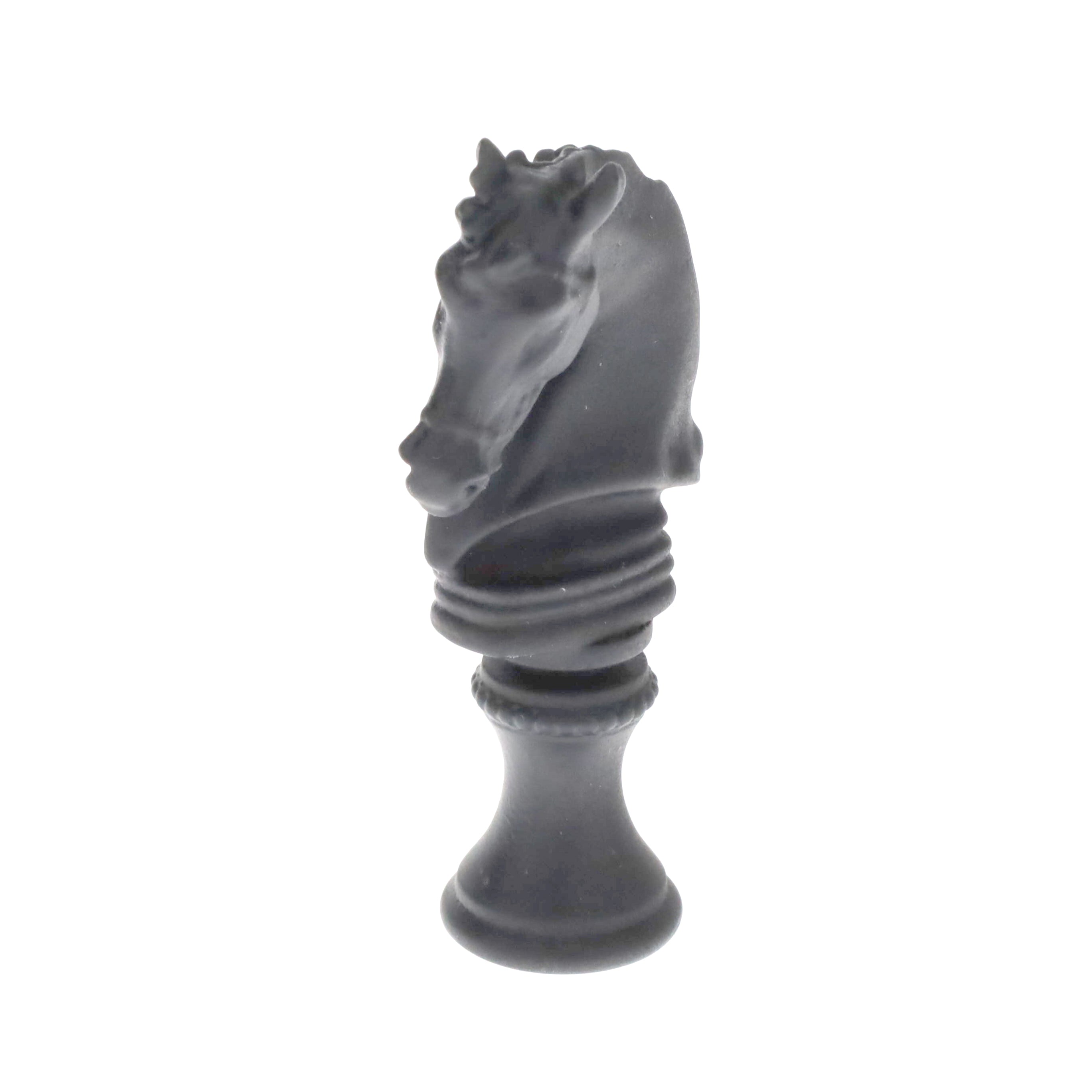 2-1/4" Tall Brass Finial, Chess Knight, Wrought Iron Black, 1/4-27F Tap (15163WR)