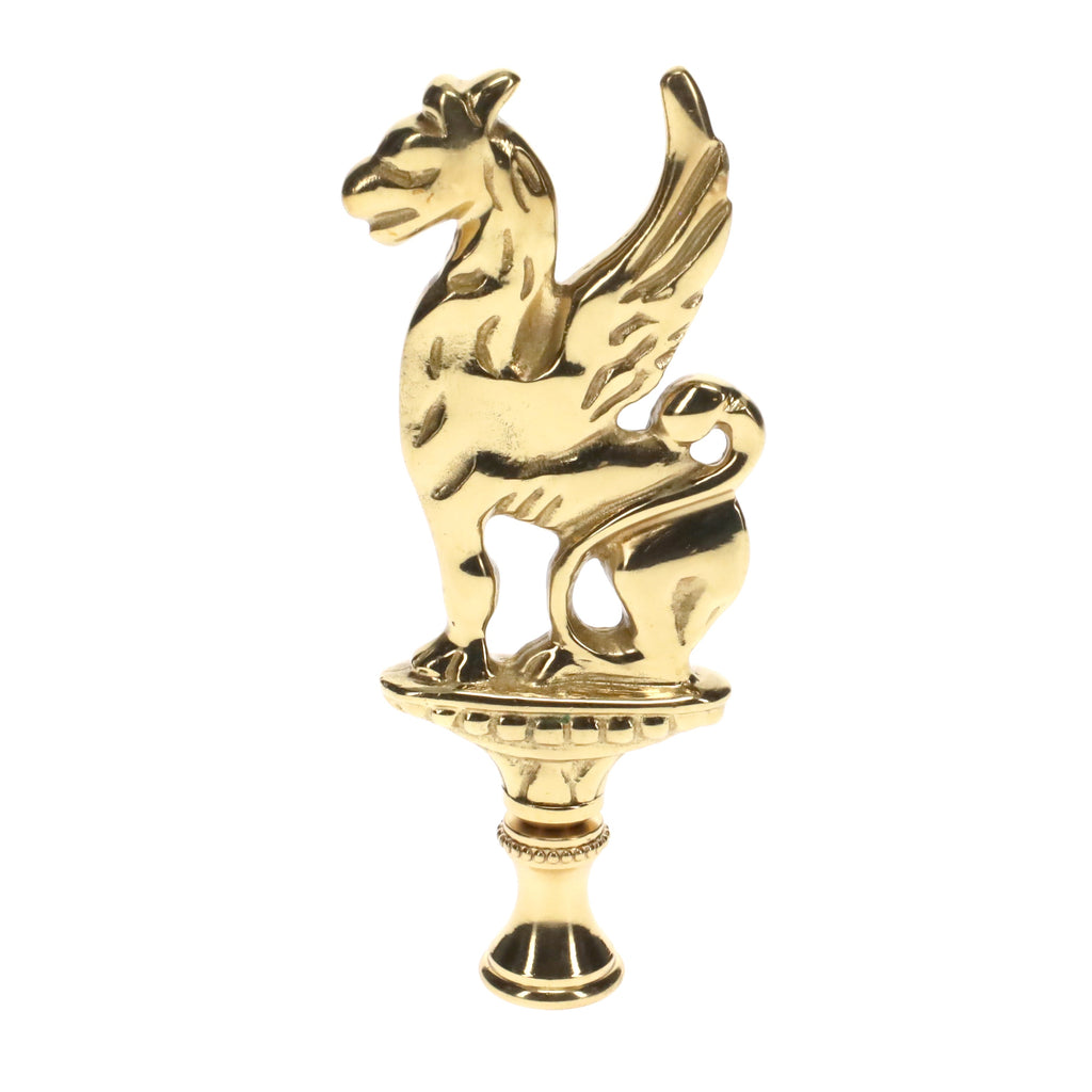 4" Tall Brass Finial, Griffin, 1/4-27F Tap (15164)
