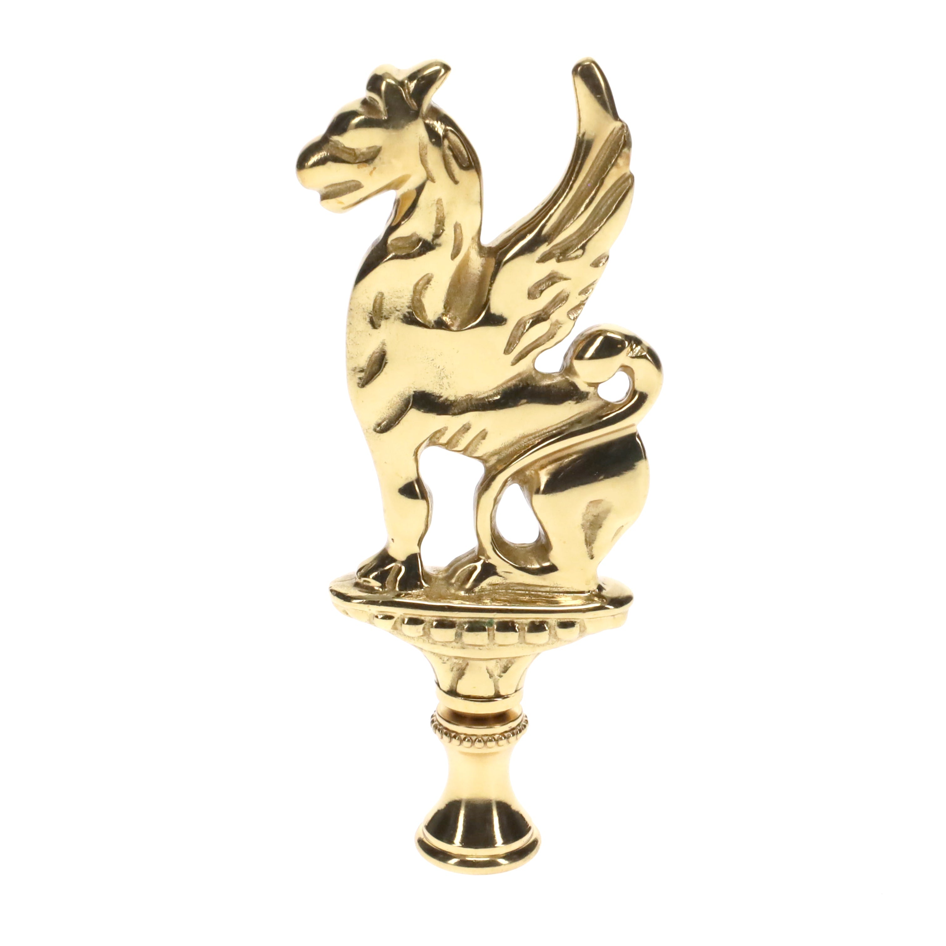 4" Tall Brass Finial, Griffin, 1/4-27F Tap (15164)