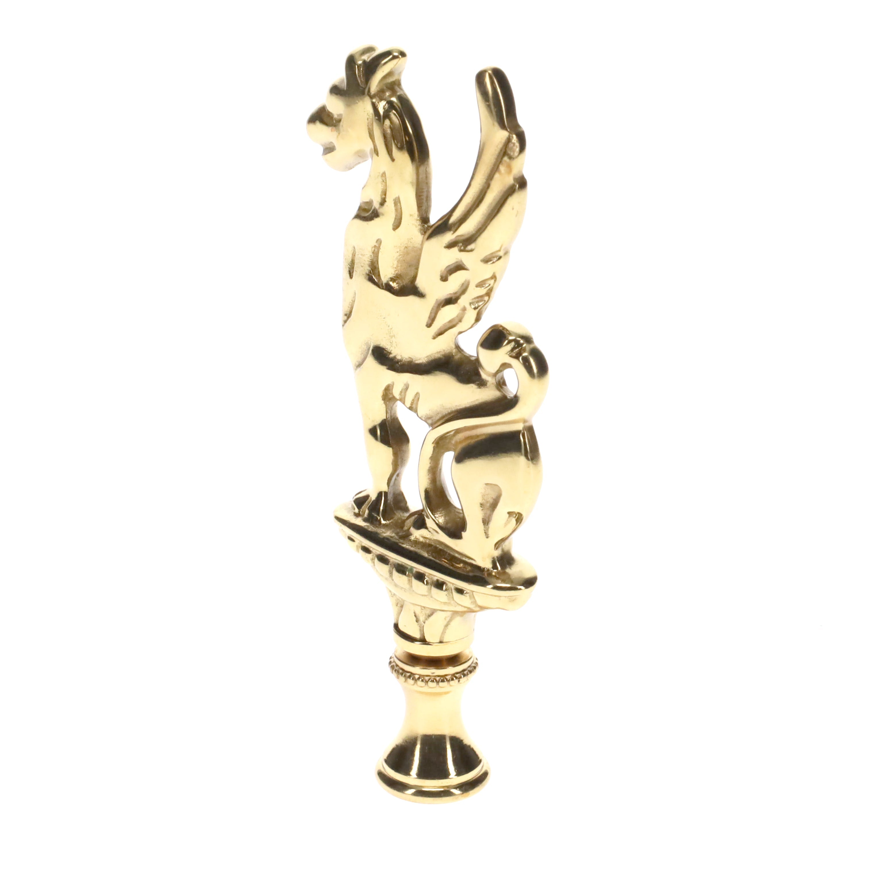 4" Tall Brass Finial, Griffin, 1/4-27F Tap (15164)