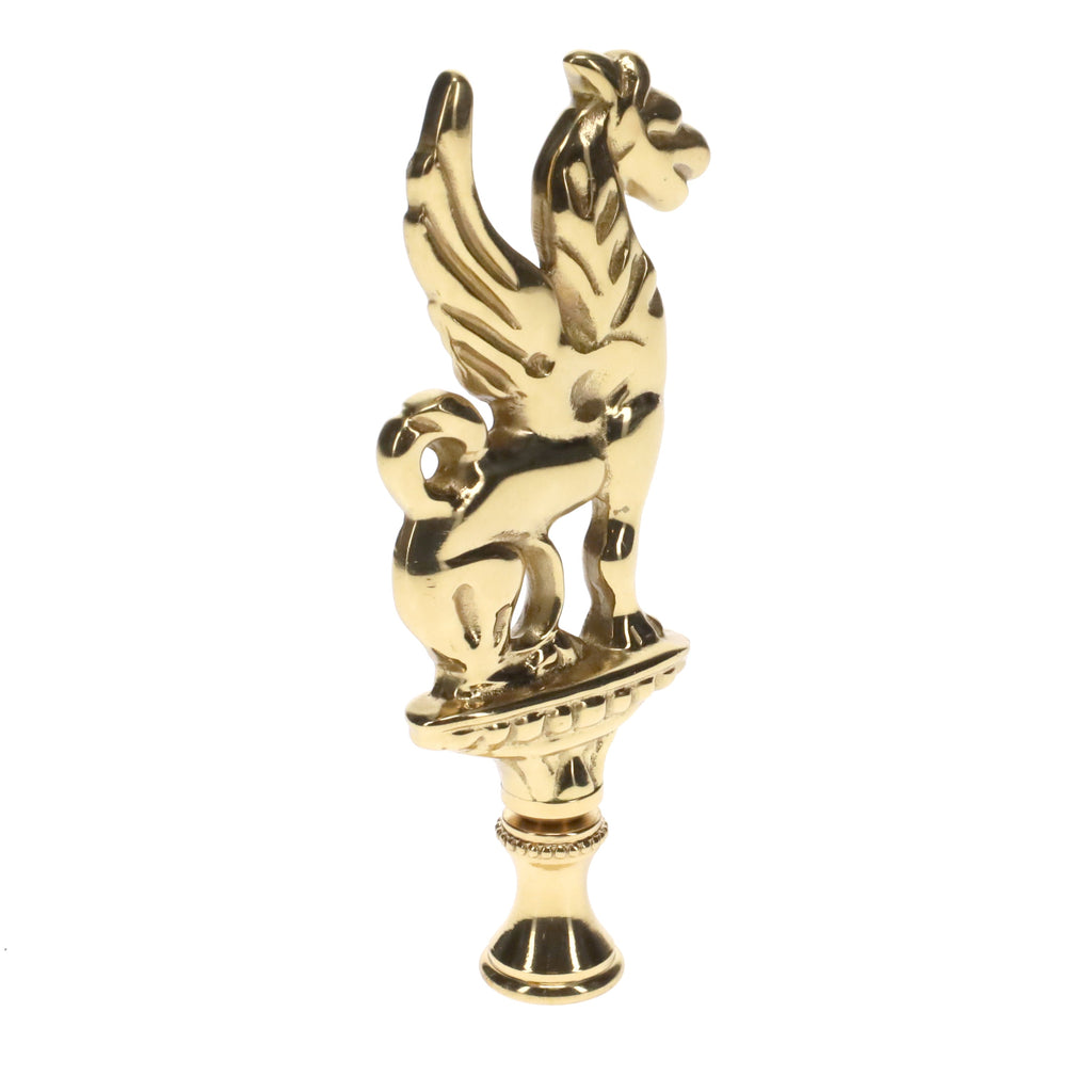 4" Tall Brass Finial, Griffin, 1/4-27F Tap (15164)