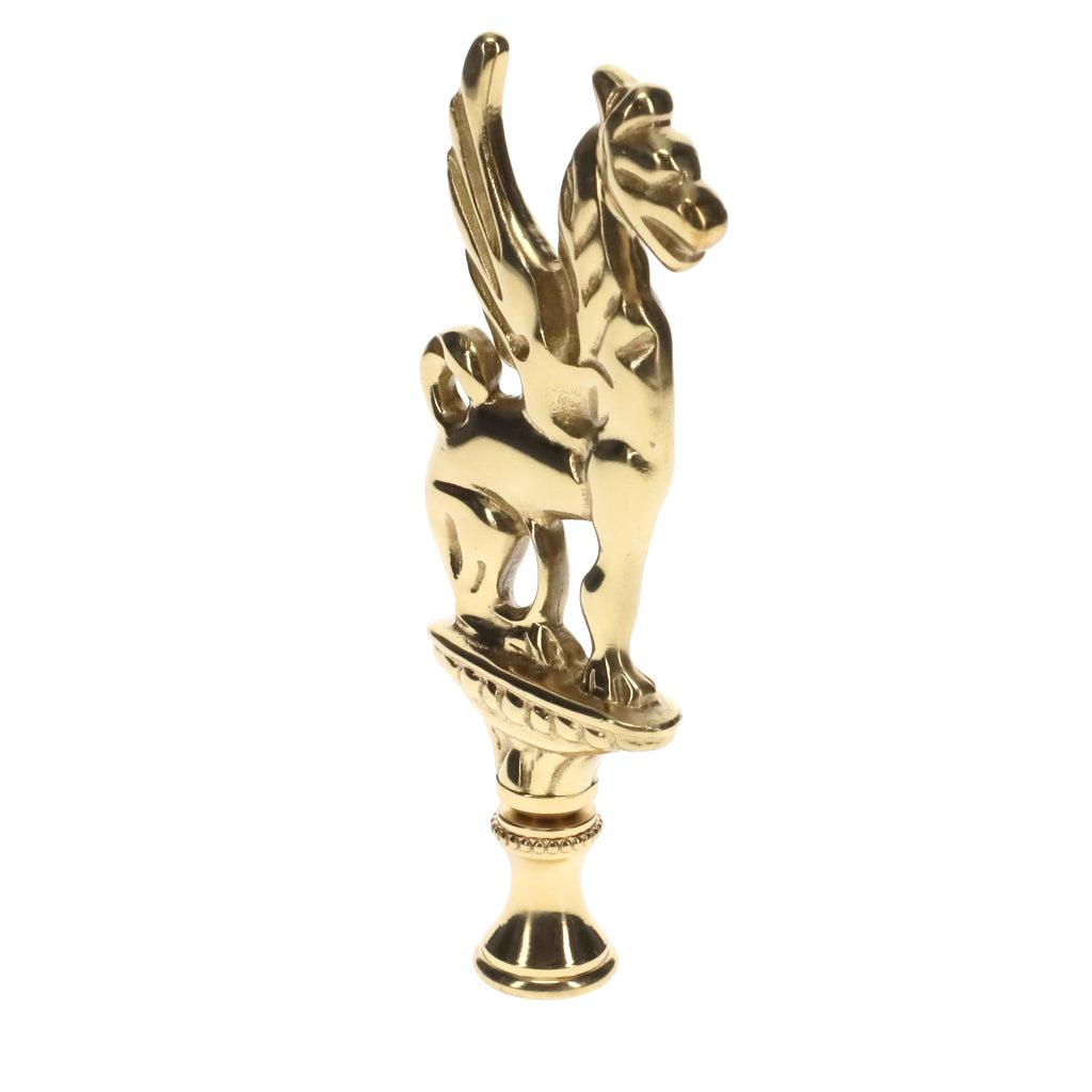 4" Tall Brass Finial, Griffin, 1/4-27F Tap (15164)