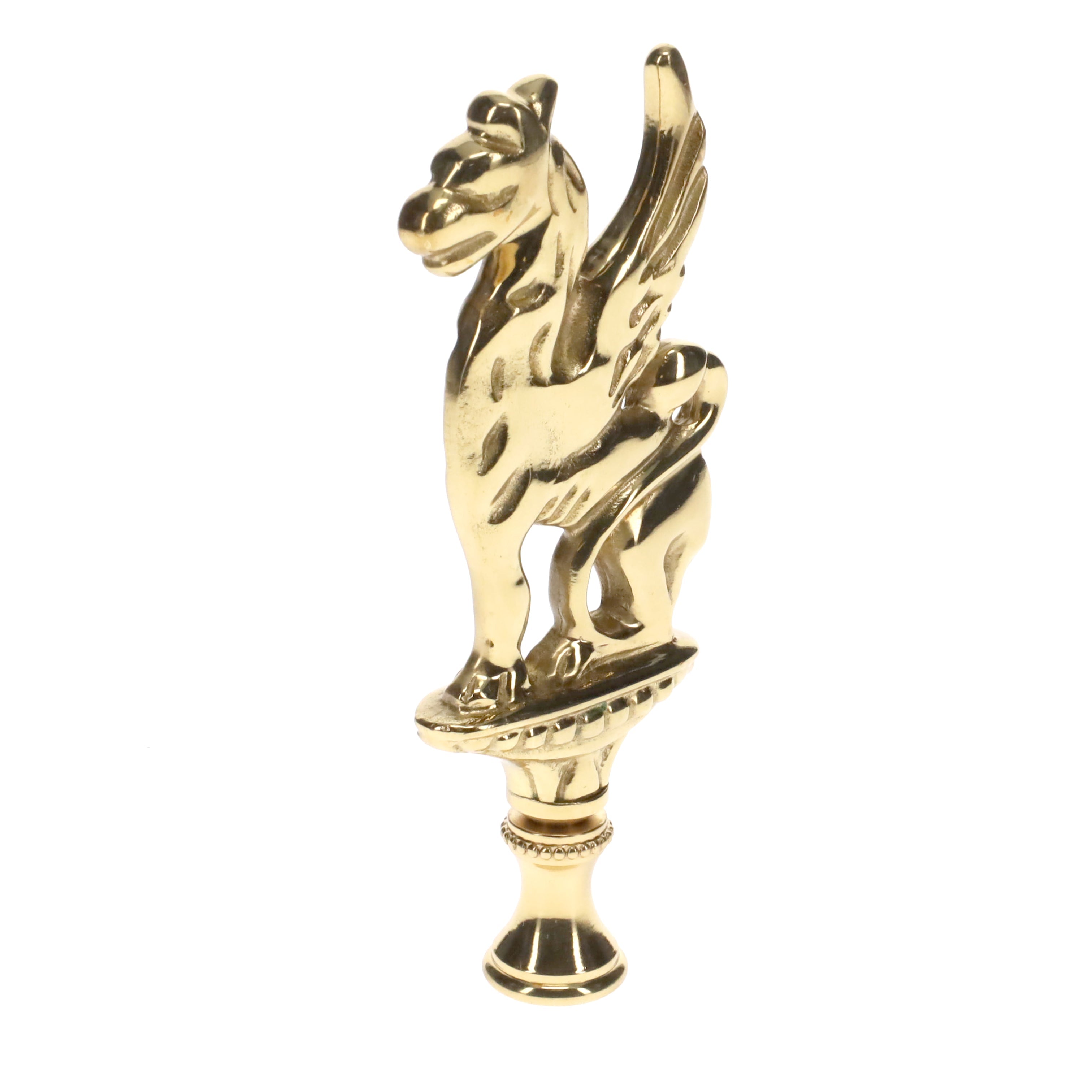 4" Tall Brass Finial, Griffin, 1/4-27F Tap (15164)