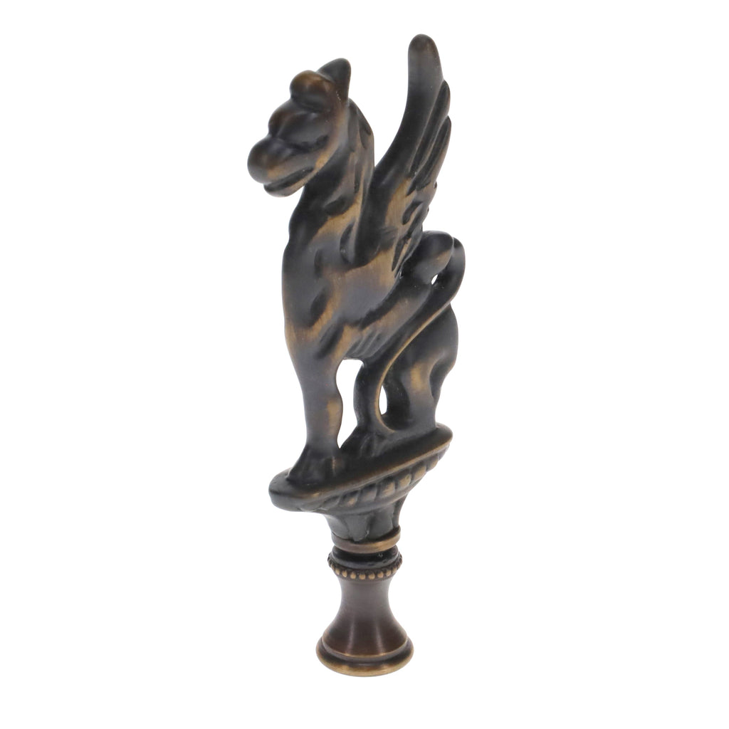 4" Tall Brass Finial, Griffin, Dark Antique Bronze, 1/4-27F Tap (15164BR)