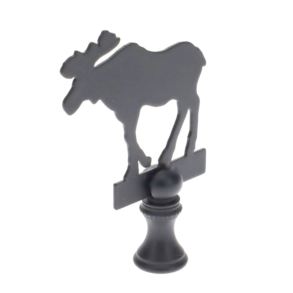 2-7/8" Tall Brass Finial, Black Moose Silhouette, 1/4-27F Tap (15165)