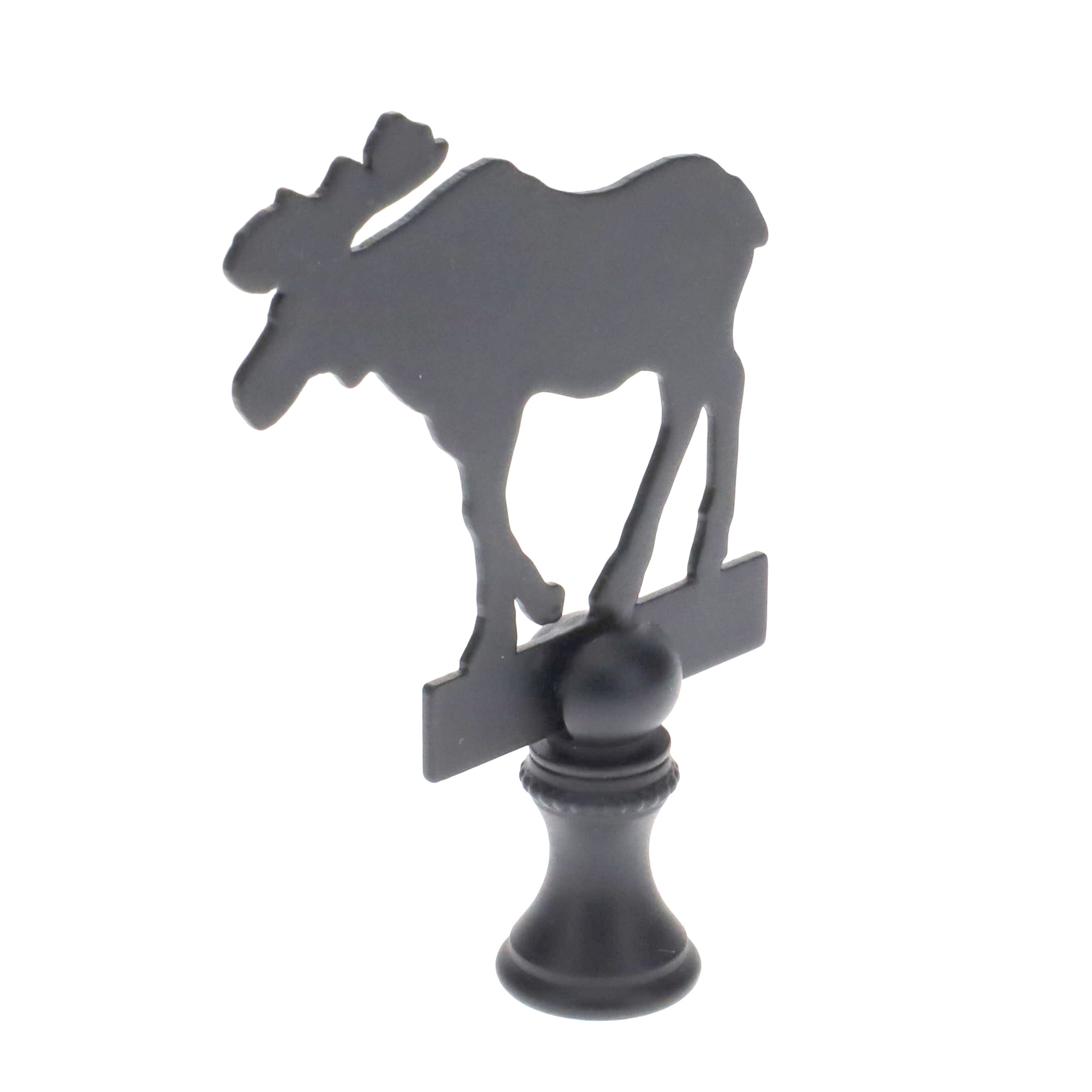 2-7/8" Tall Brass Finial, Black Moose Silhouette, 1/4-27F Tap (15165)