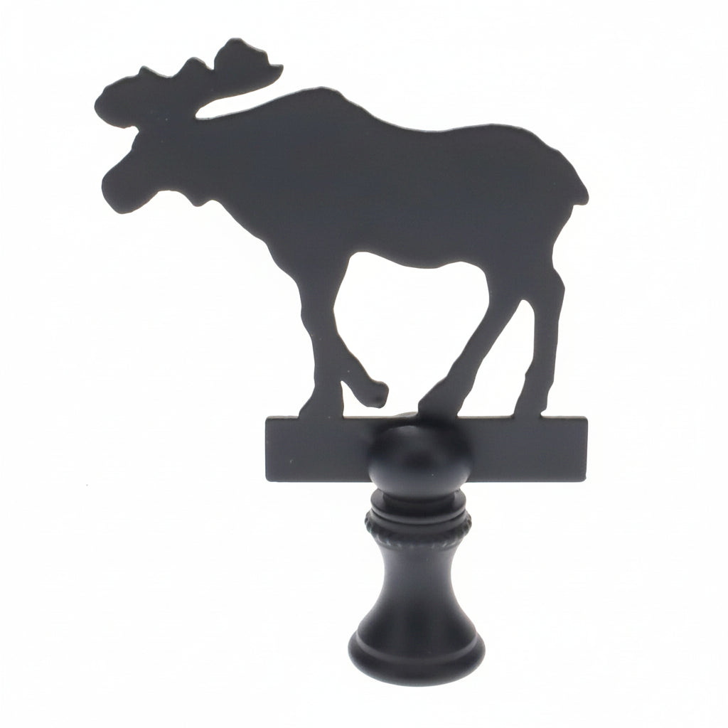 2-7/8" Tall Brass Finial, Black Moose Silhouette, 1/4-27F Tap (15165)