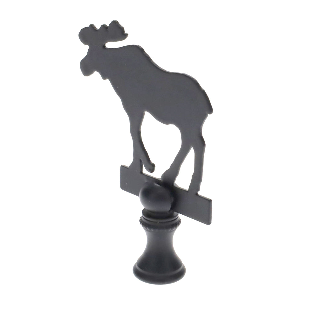 2-7/8" Tall Brass Finial, Black Moose Silhouette, 1/4-27F Tap (15165)