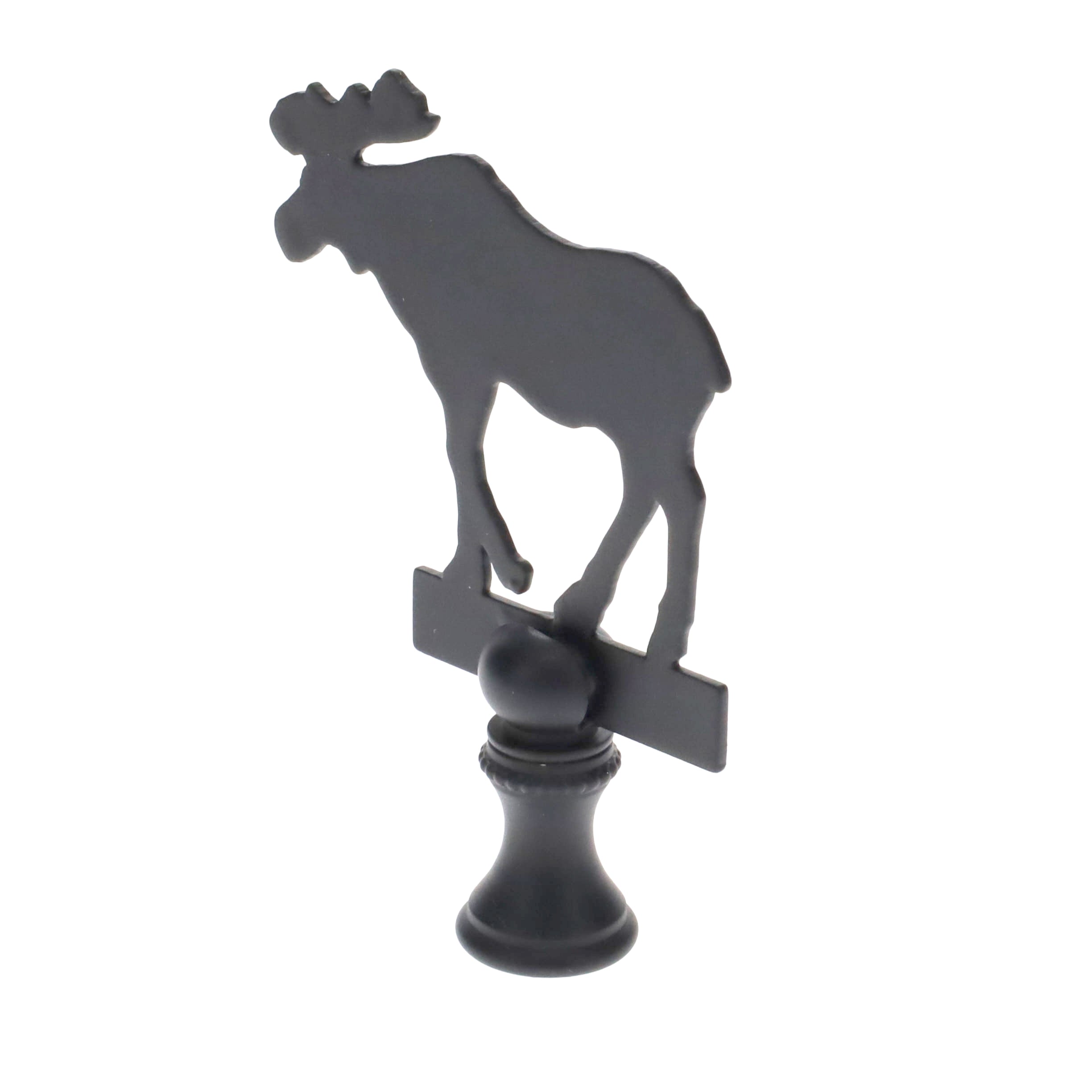 2-7/8" Tall Brass Finial, Black Moose Silhouette, 1/4-27F Tap (15165)