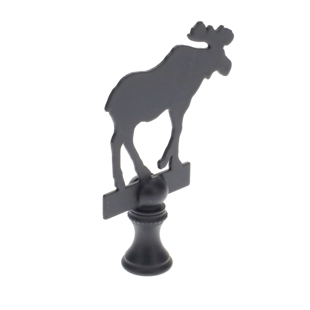 2-7/8" Tall Brass Finial, Black Moose Silhouette, 1/4-27F Tap (15165)