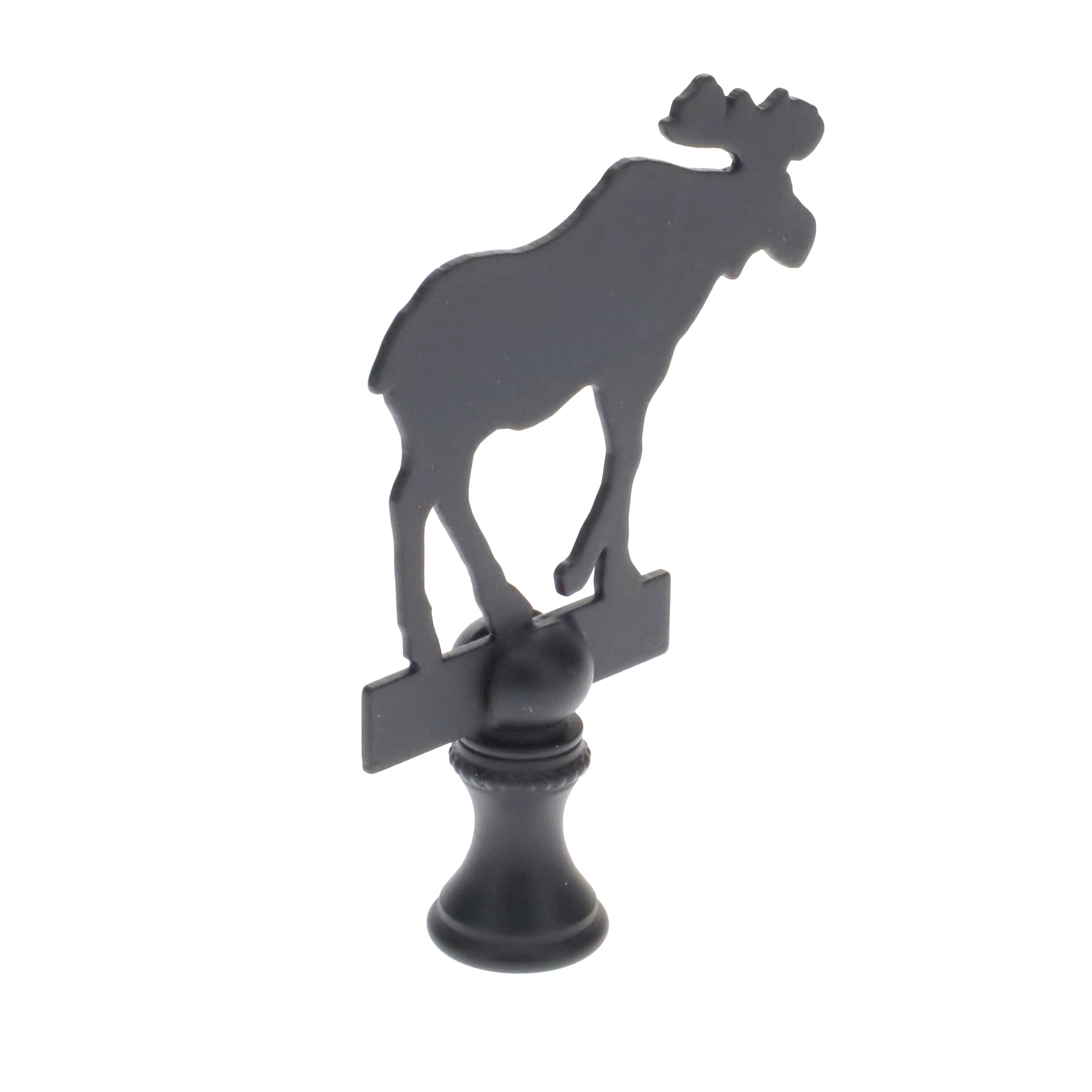 2-7/8" Tall Brass Finial, Black Moose Silhouette, 1/4-27F Tap (15165)