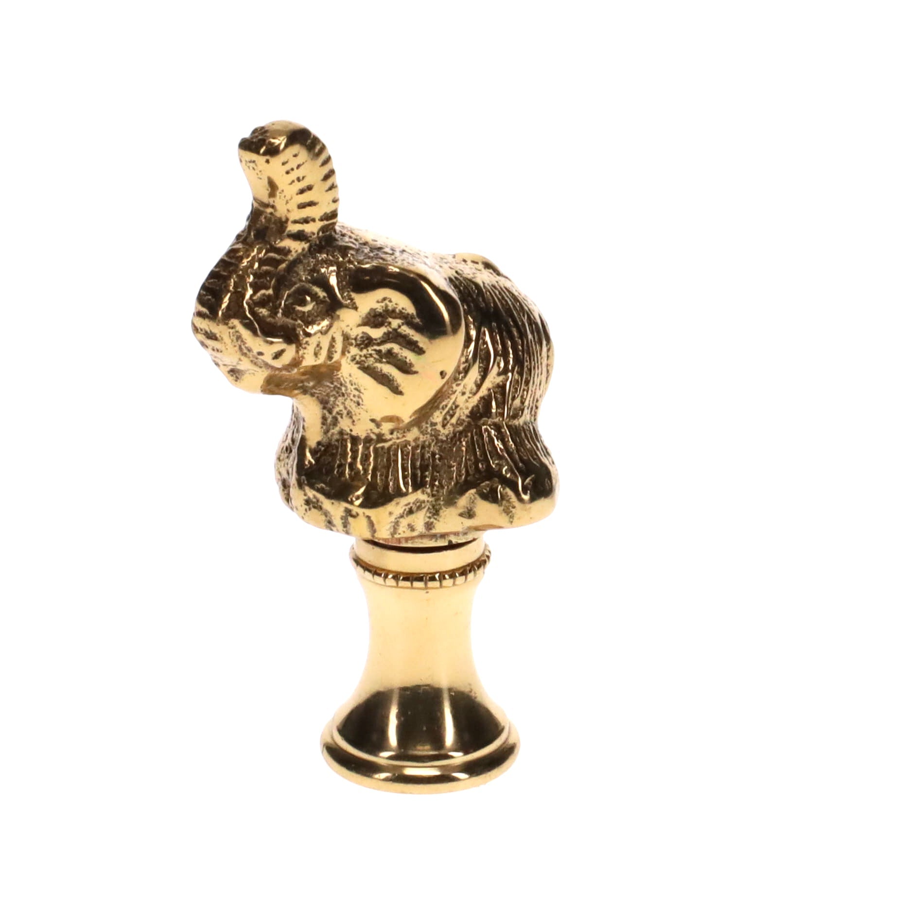 2-1/8" Tall Brass Finial, Elephant, 1/4-27F Tap (15166)