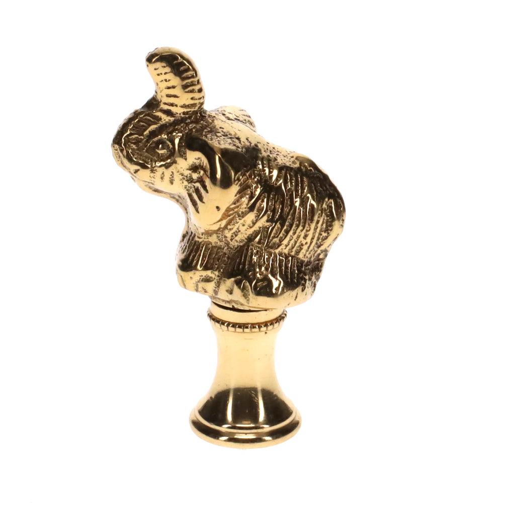 2-1/8" Tall Brass Finial, Elephant, 1/4-27F Tap (15166)