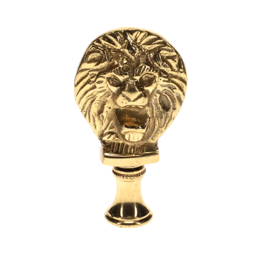 2-1/2" Tall Brass Finial, Roaring Lion Head, 1/4-27F Tap (15167)